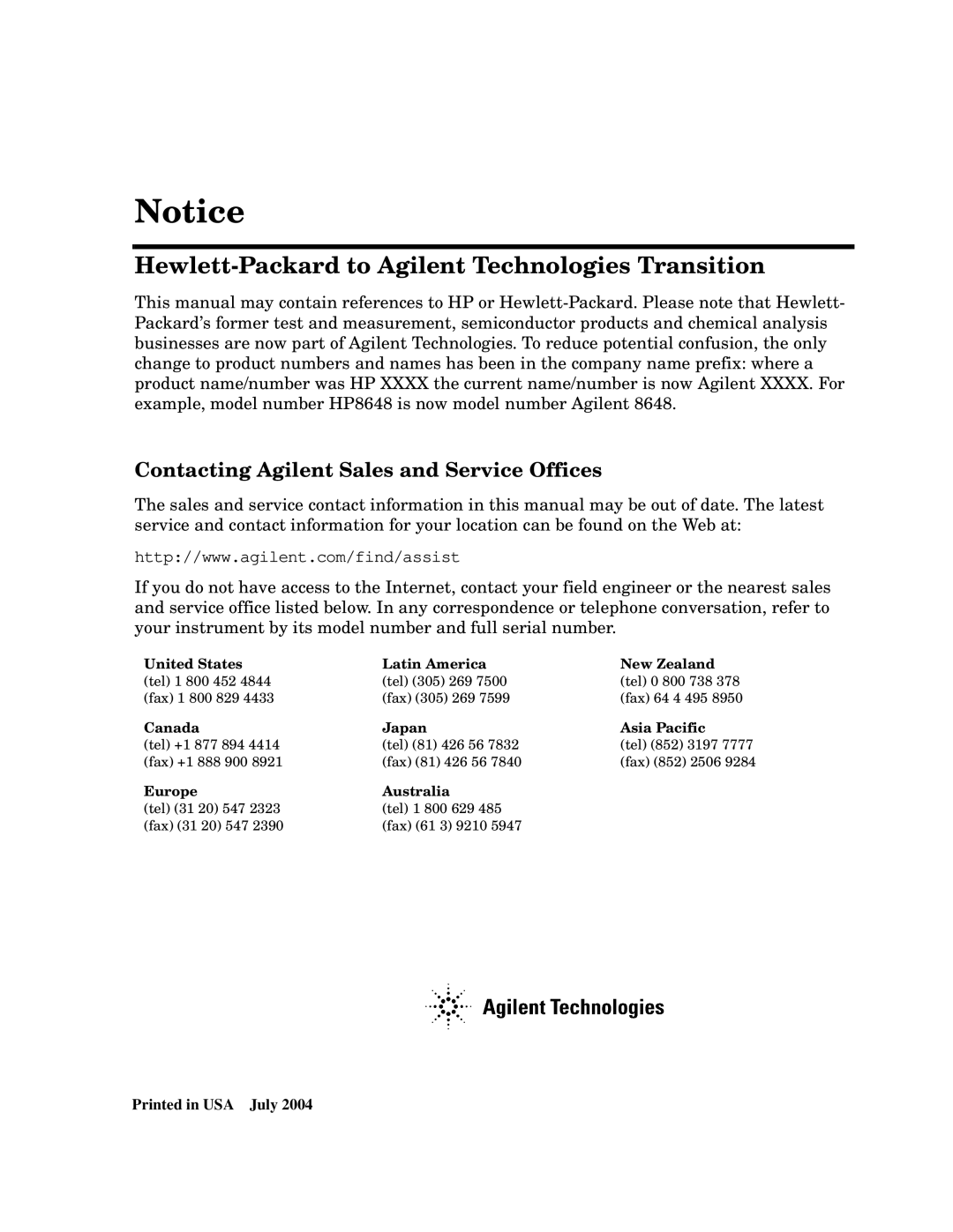 Agilent Technologies 4278A manual Hewlett-Packard to Agilent Technologies Transition 