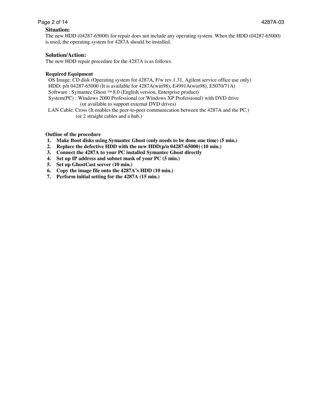 Agilent Technologies 4287A-03 manual Situation, Required Equipment 