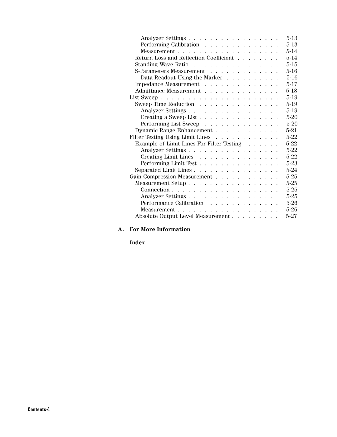 Agilent Technologies 4396B manual Contents-4 