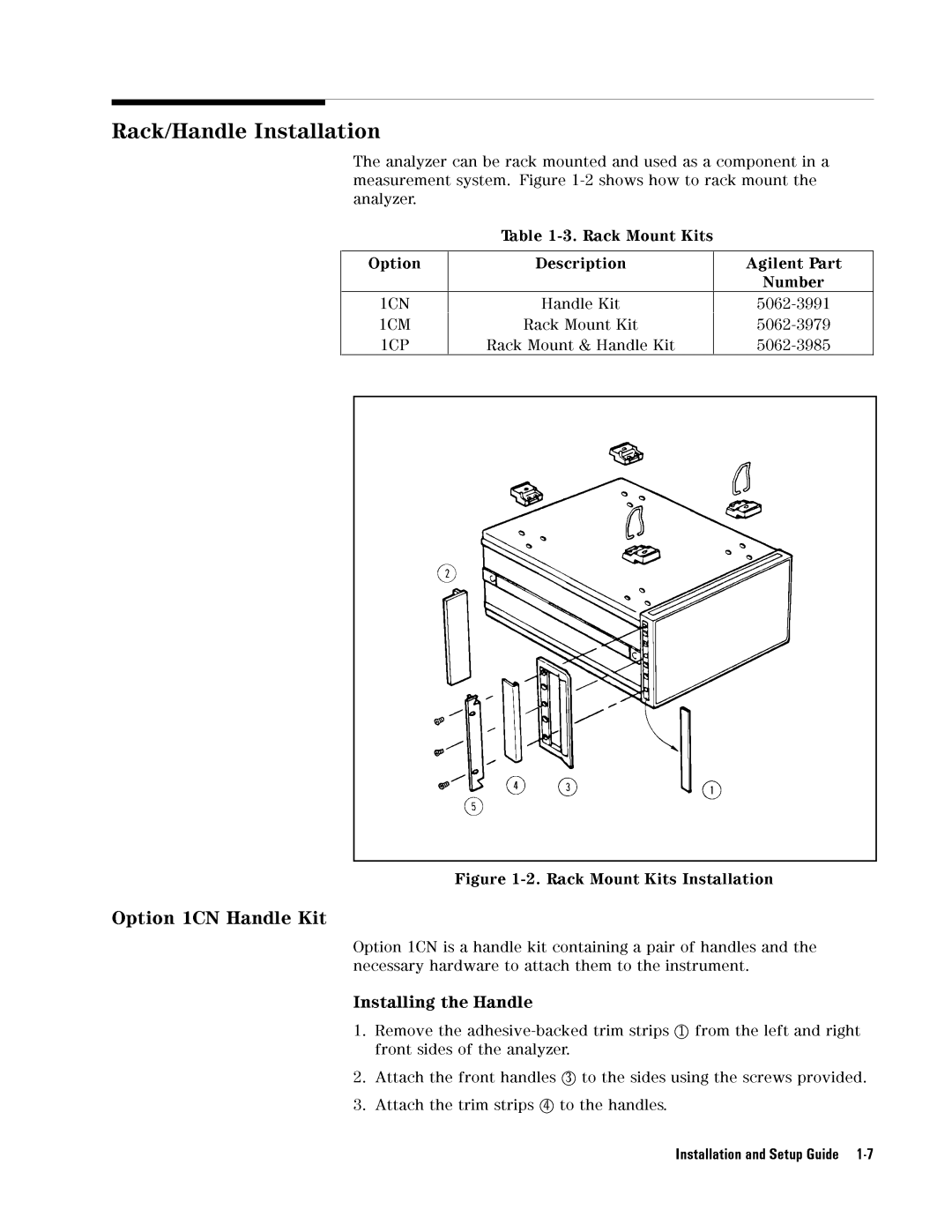 Agilent Technologies 4396B manual Option1CNHandleKit 