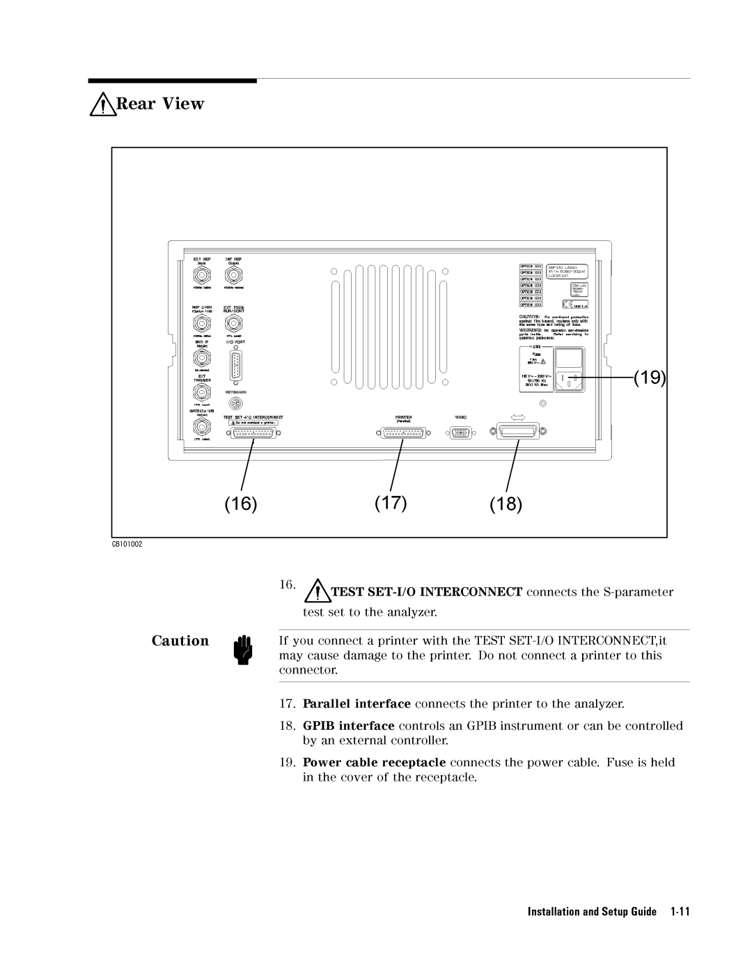 Agilent Technologies 4396B manual RearView 