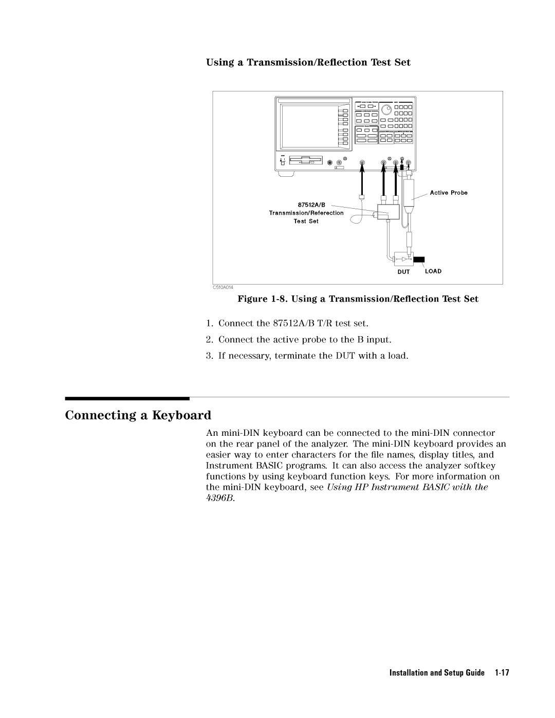 Agilent Technologies 4396B manual UsingaTransmission/ReectionTestSet 