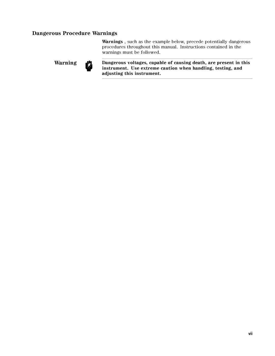 Agilent Technologies 4396B manual Vii 