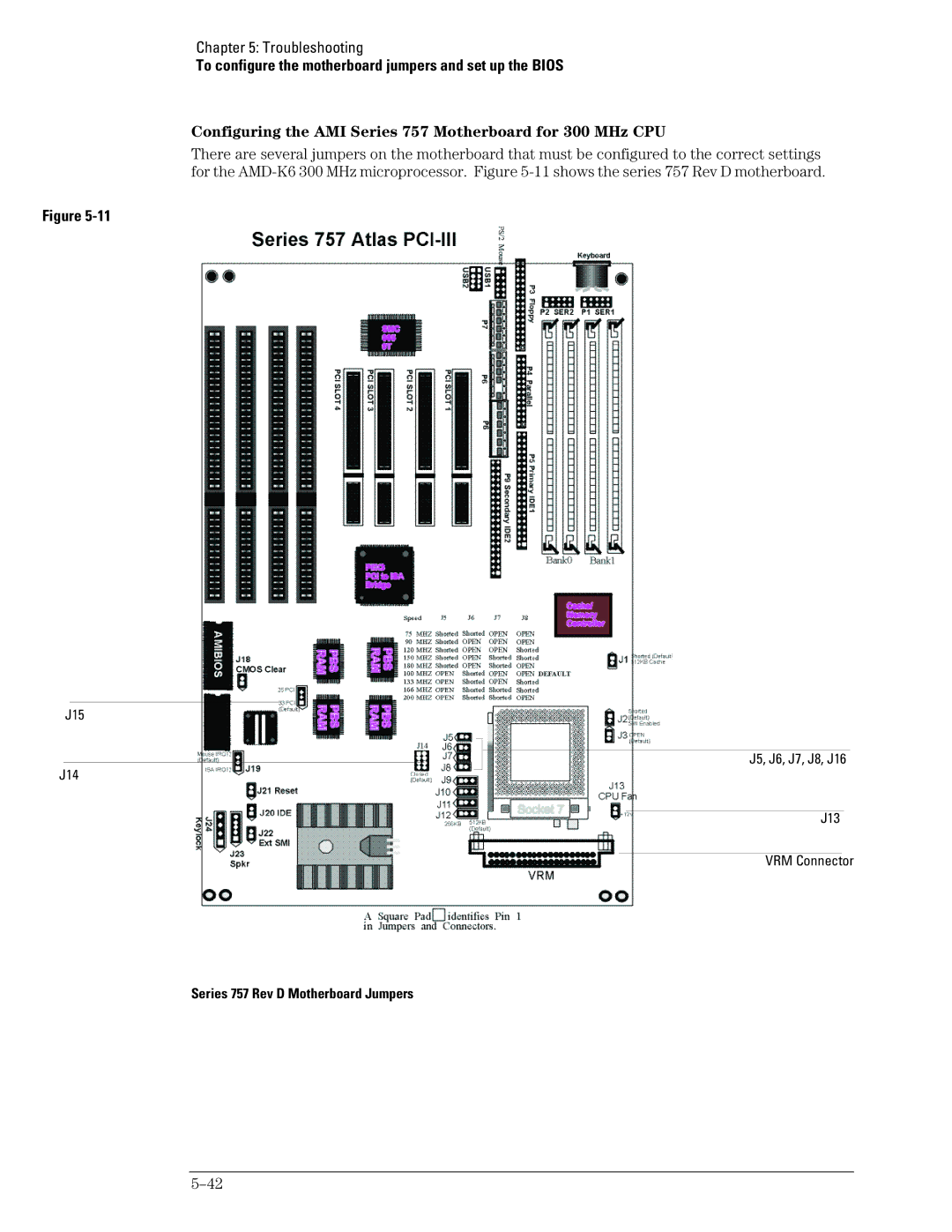 Agilent Technologies 54835A, 45A, 46A manual Configuring the AMI Series 757 Motherboard for 300 MHz CPU 