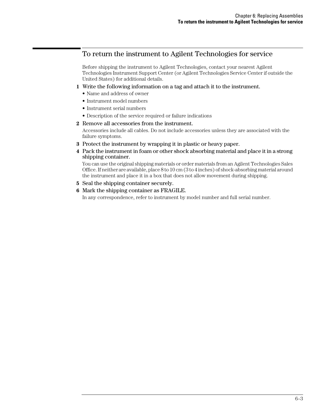 Agilent Technologies 54835A, 45A, 46A manual Remove all accessories from the instrument 