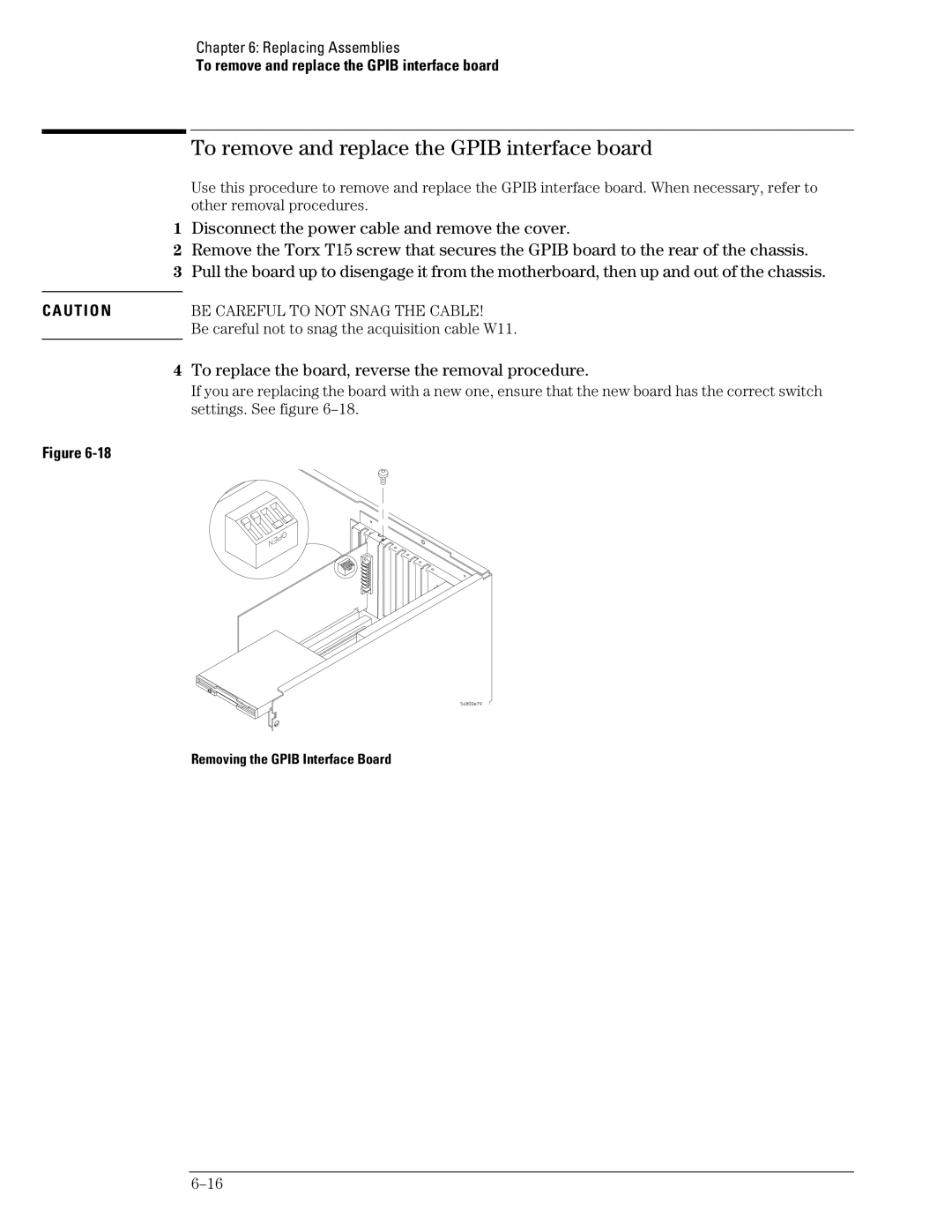 Agilent Technologies 45A, 46A, 54835A To remove and replace the Gpib interface board, Removing the Gpib Interface Board 