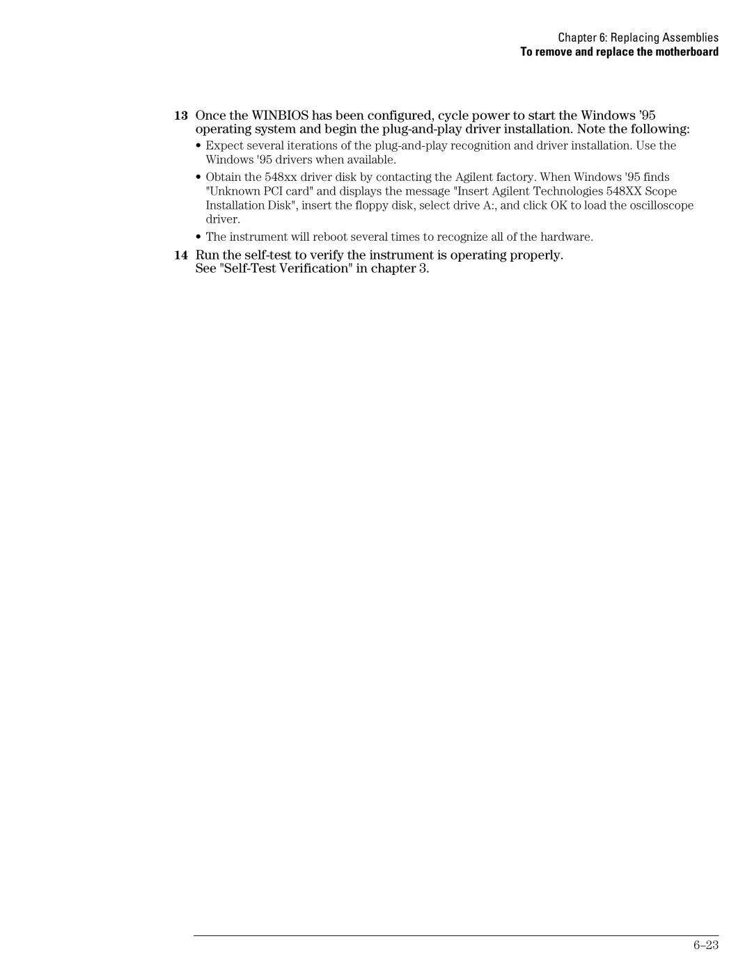 Agilent Technologies 46A, 45A, 54835A manual To remove and replace the motherboard 