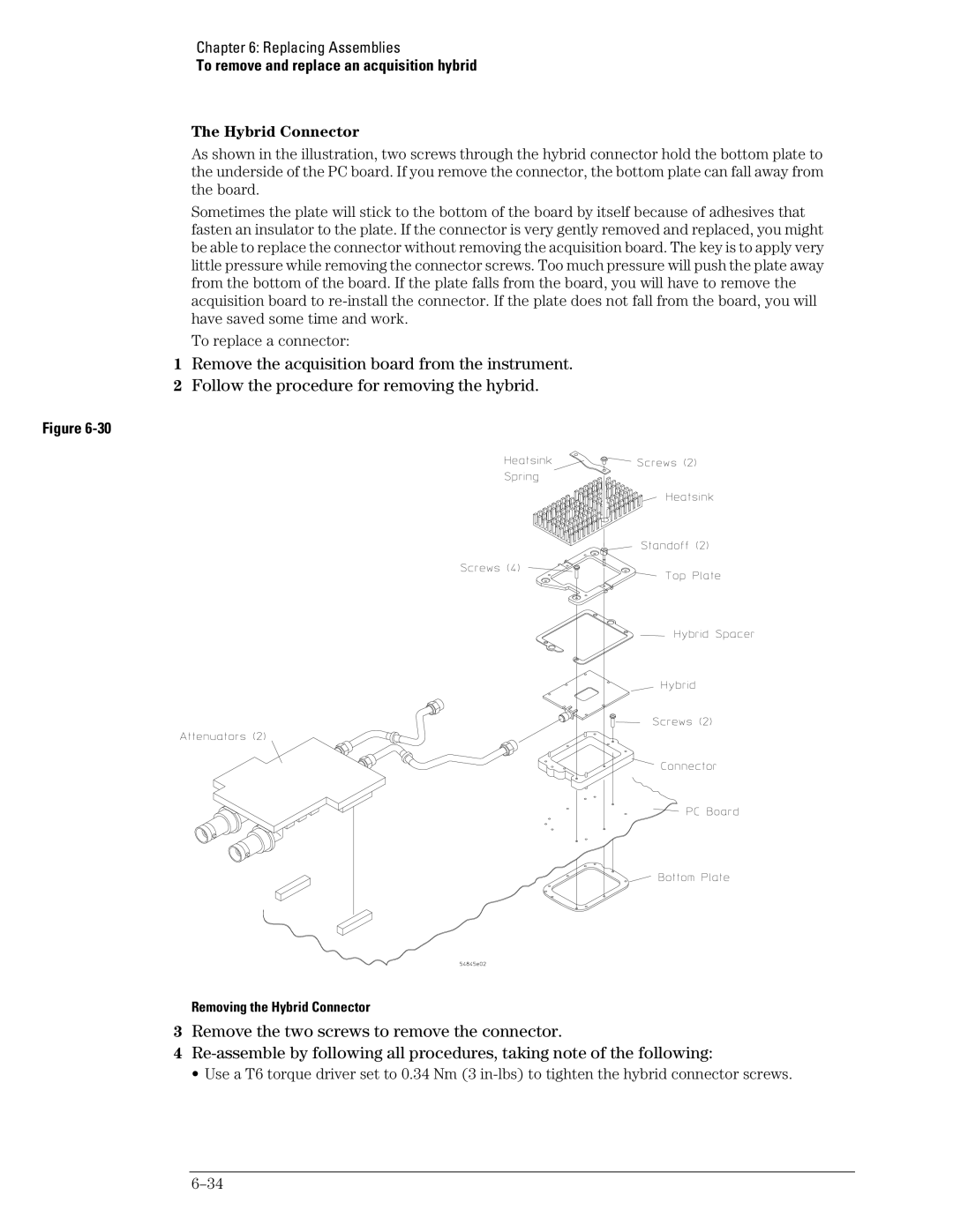 Agilent Technologies 45A, 46A, 54835A manual Removing the Hybrid Connector 