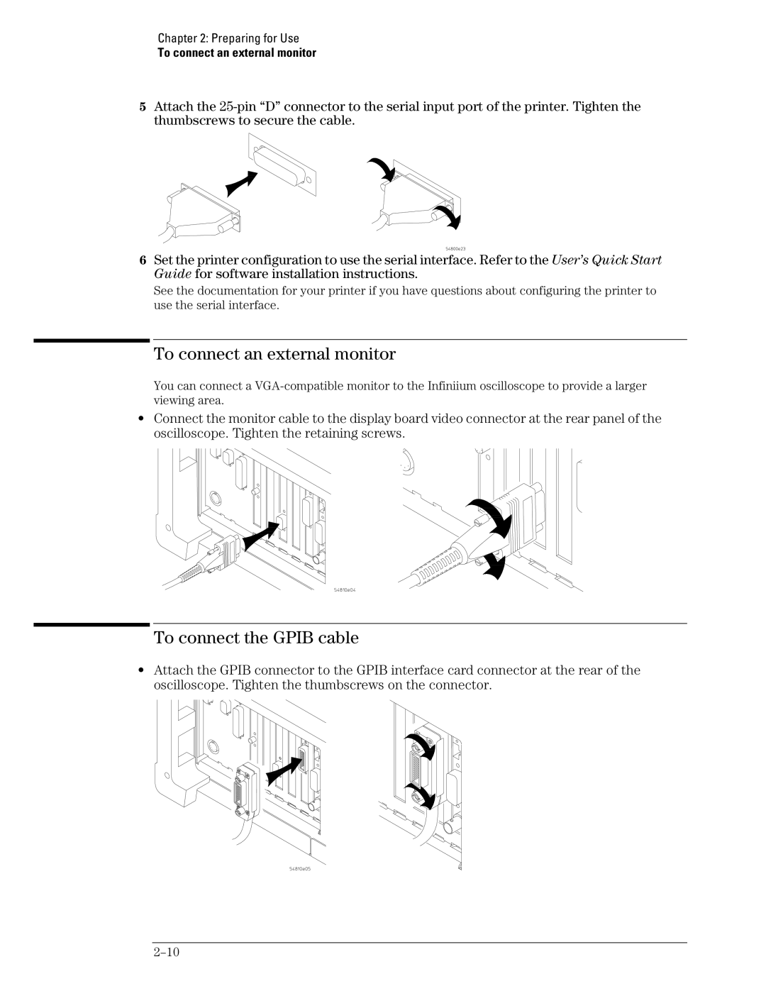 Agilent Technologies 45A, 46A, 54835A manual To connect an external monitor, To connect the Gpib cable 