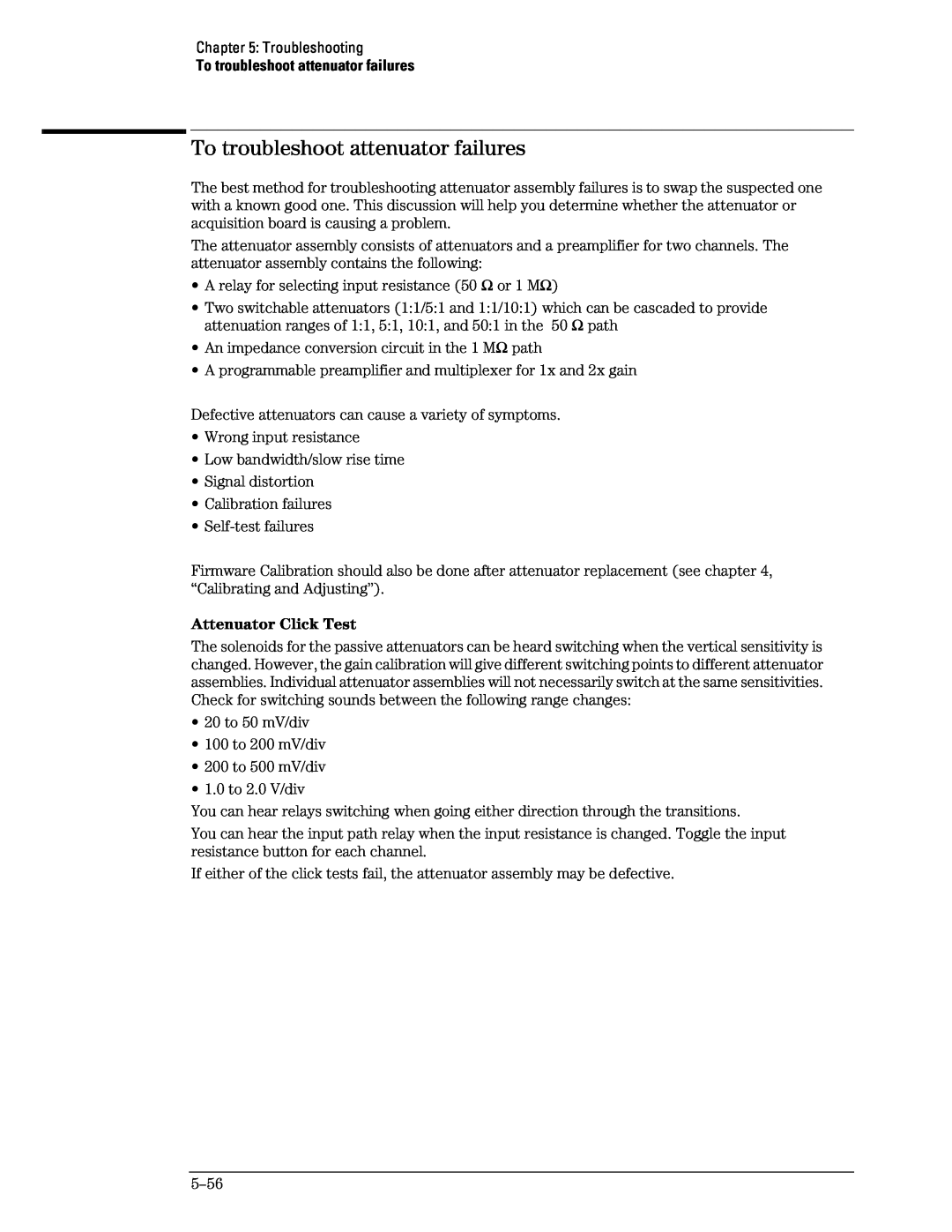 Agilent Technologies 46A, 45A, 54835A manual To troubleshoot attenuator failures 