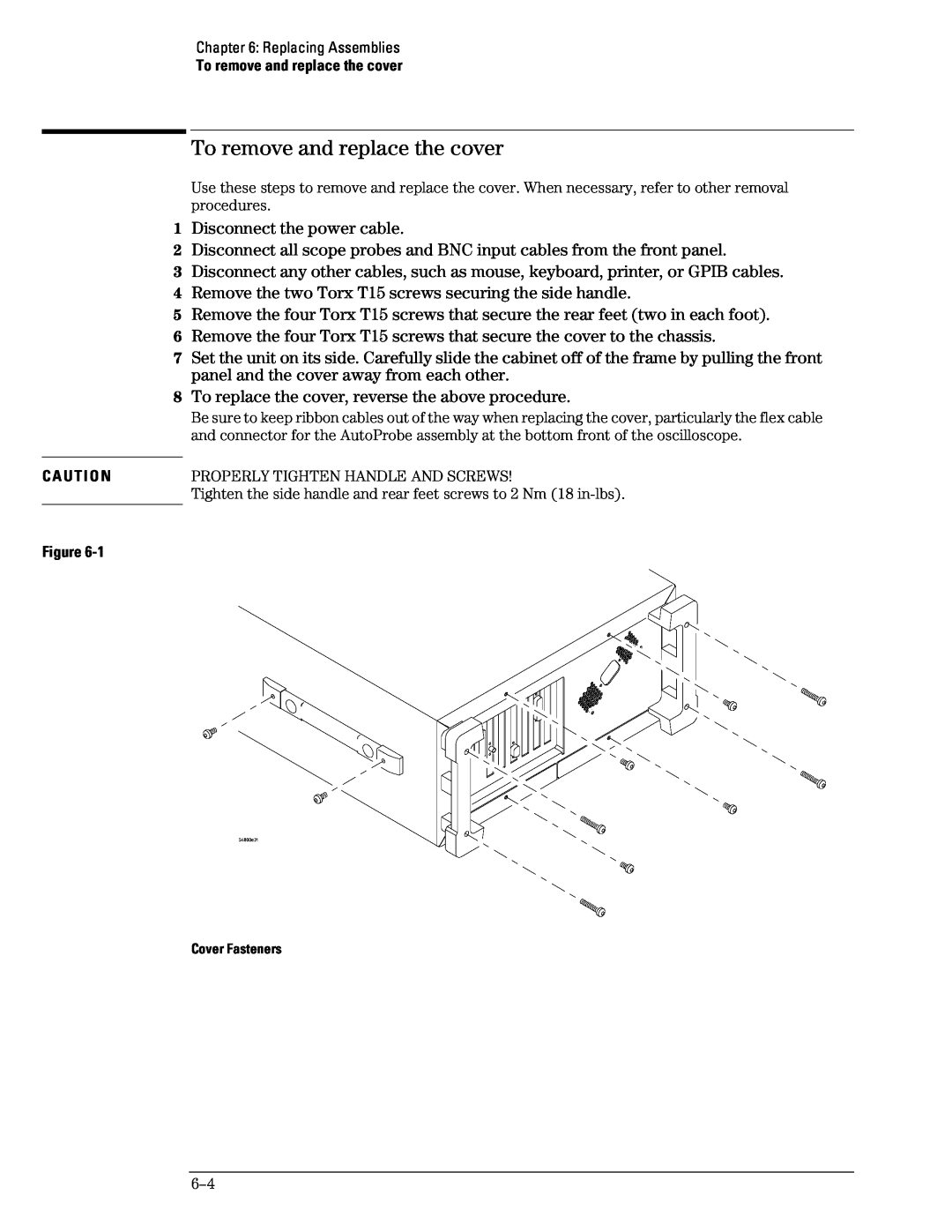 Agilent Technologies 45A, 46A, 54835A manual To remove and replace the cover 