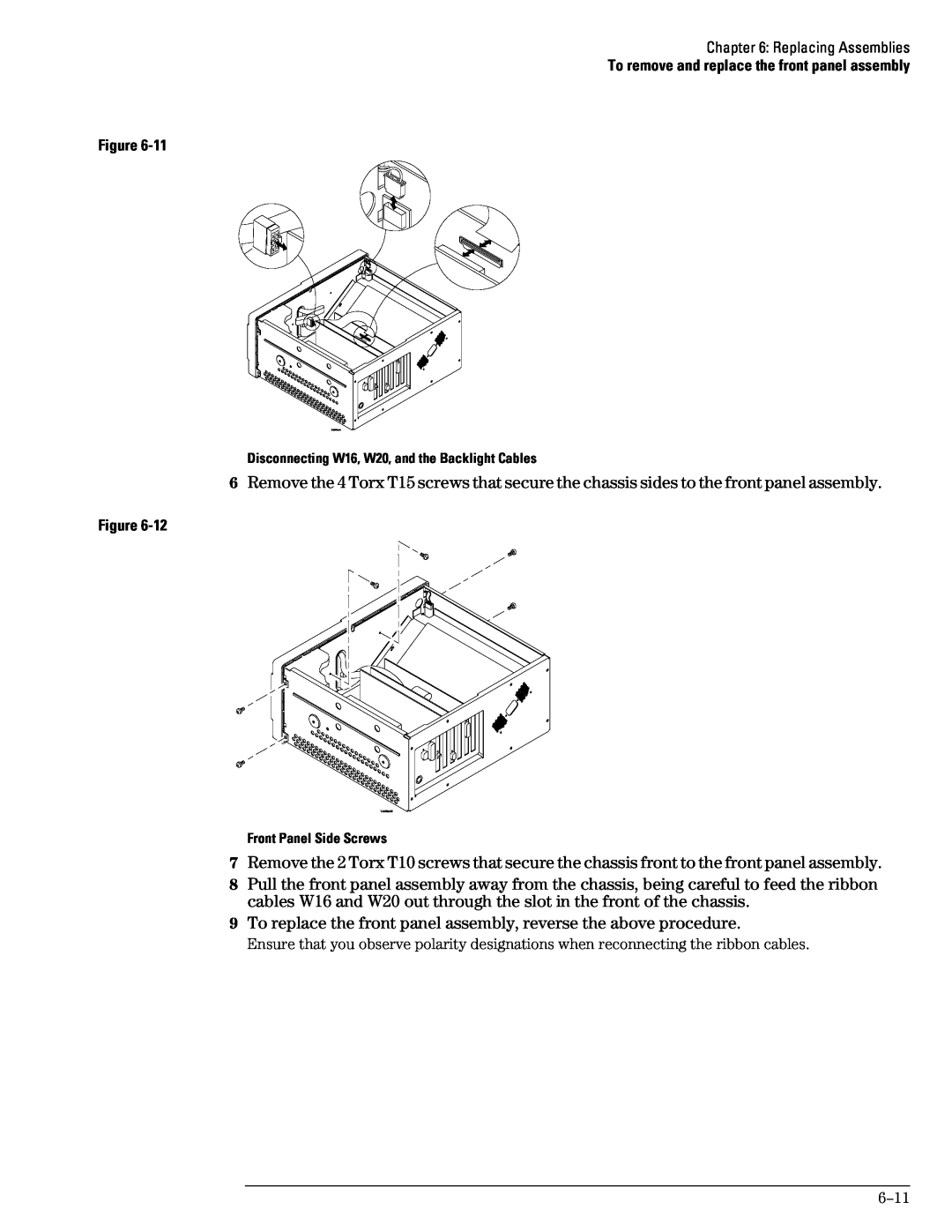 Agilent Technologies 46A, 45A, 54835A manual To replace the front panel assembly, reverse the above procedure 