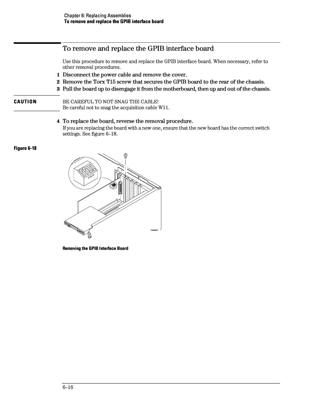 Agilent Technologies 45A, 46A, 54835A manual To remove and replace the GPIB interface board 