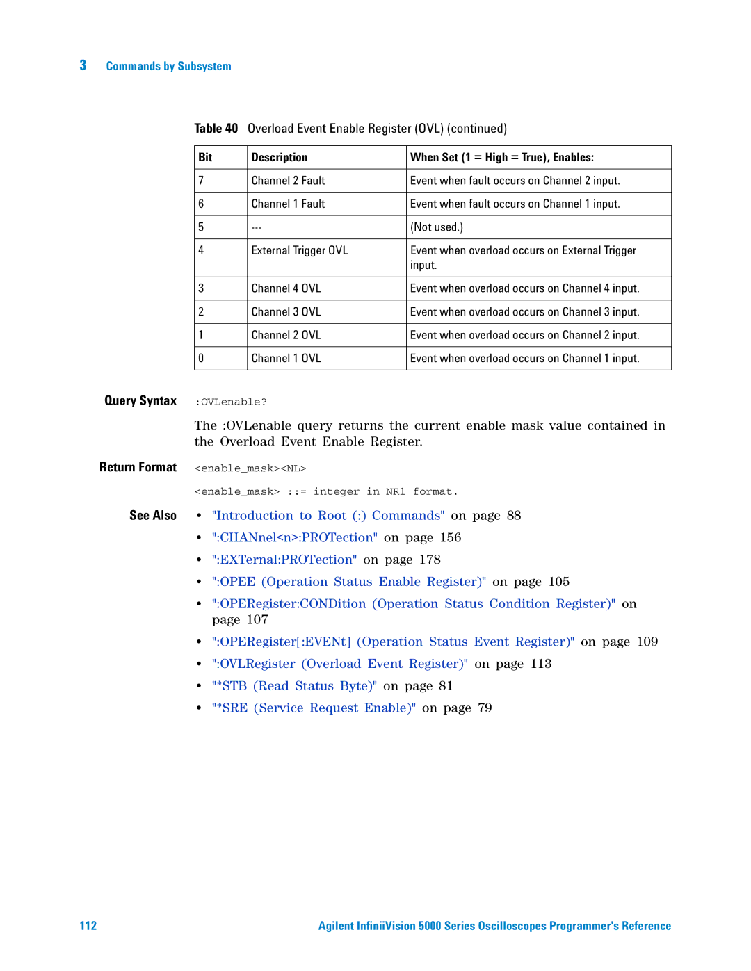 Agilent Technologies 5000 Series manual Query Syntax OVLenable? 