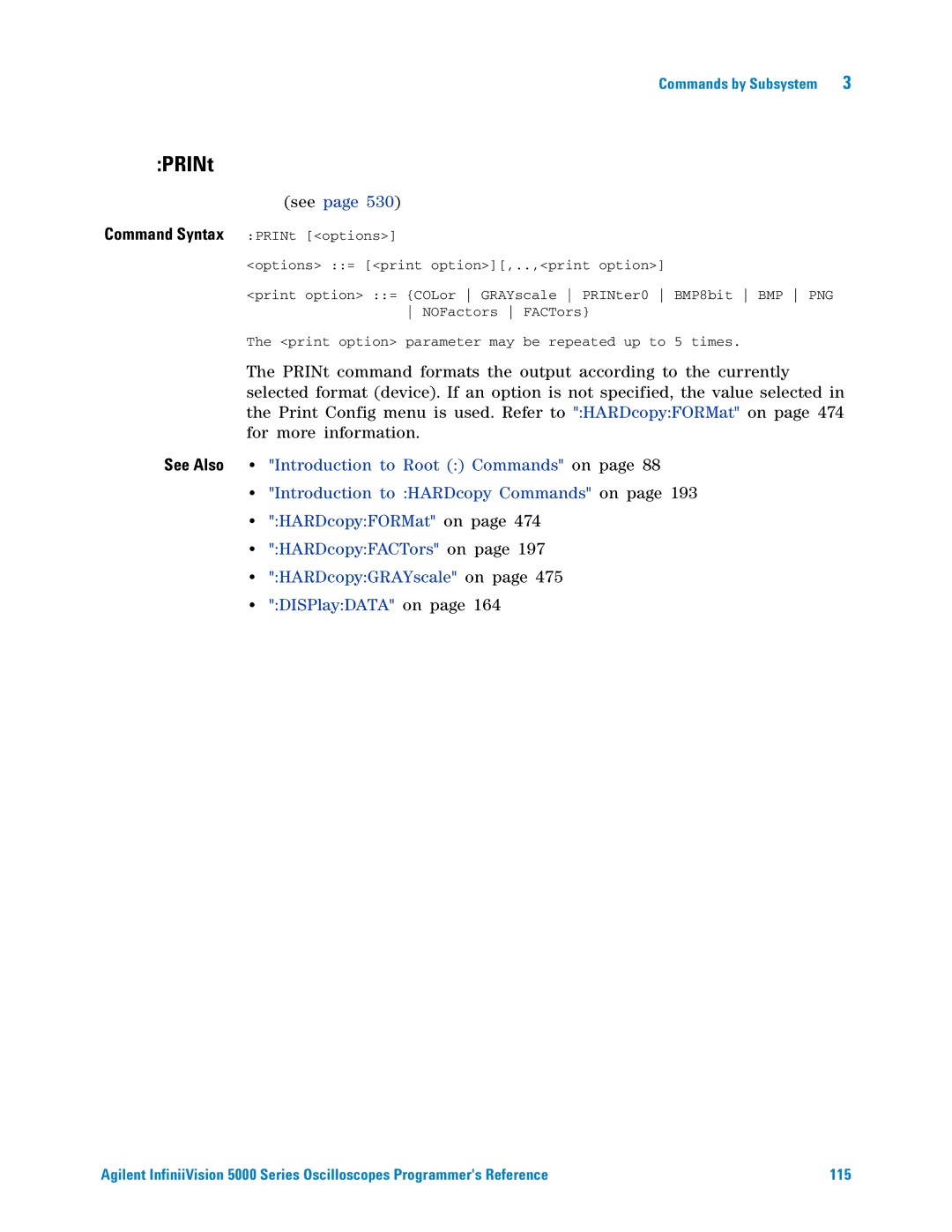 Agilent Technologies 5000 Series manual PRINt 