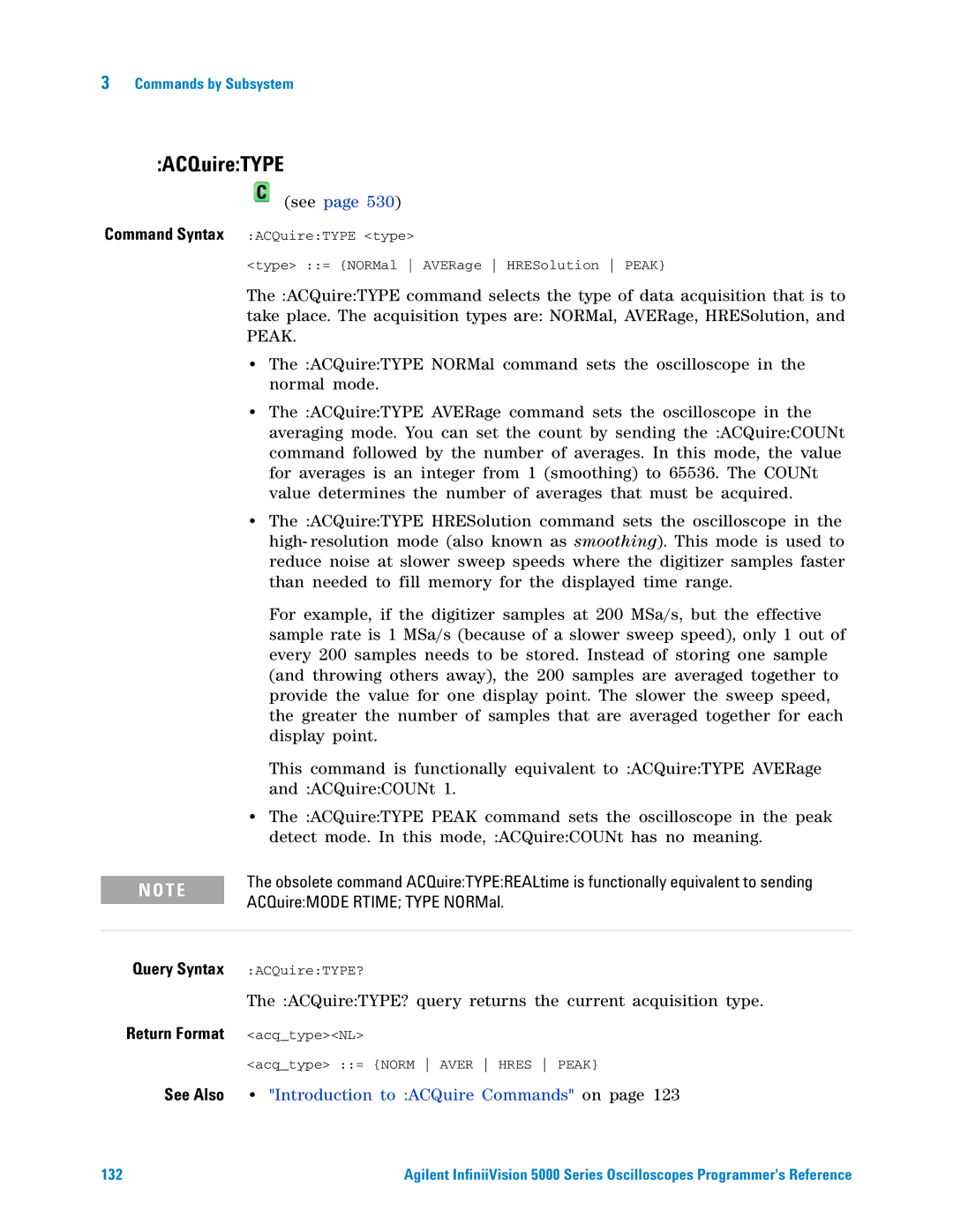 Agilent Technologies 5000 Series manual ACQuireTYPE, Command Syntax 