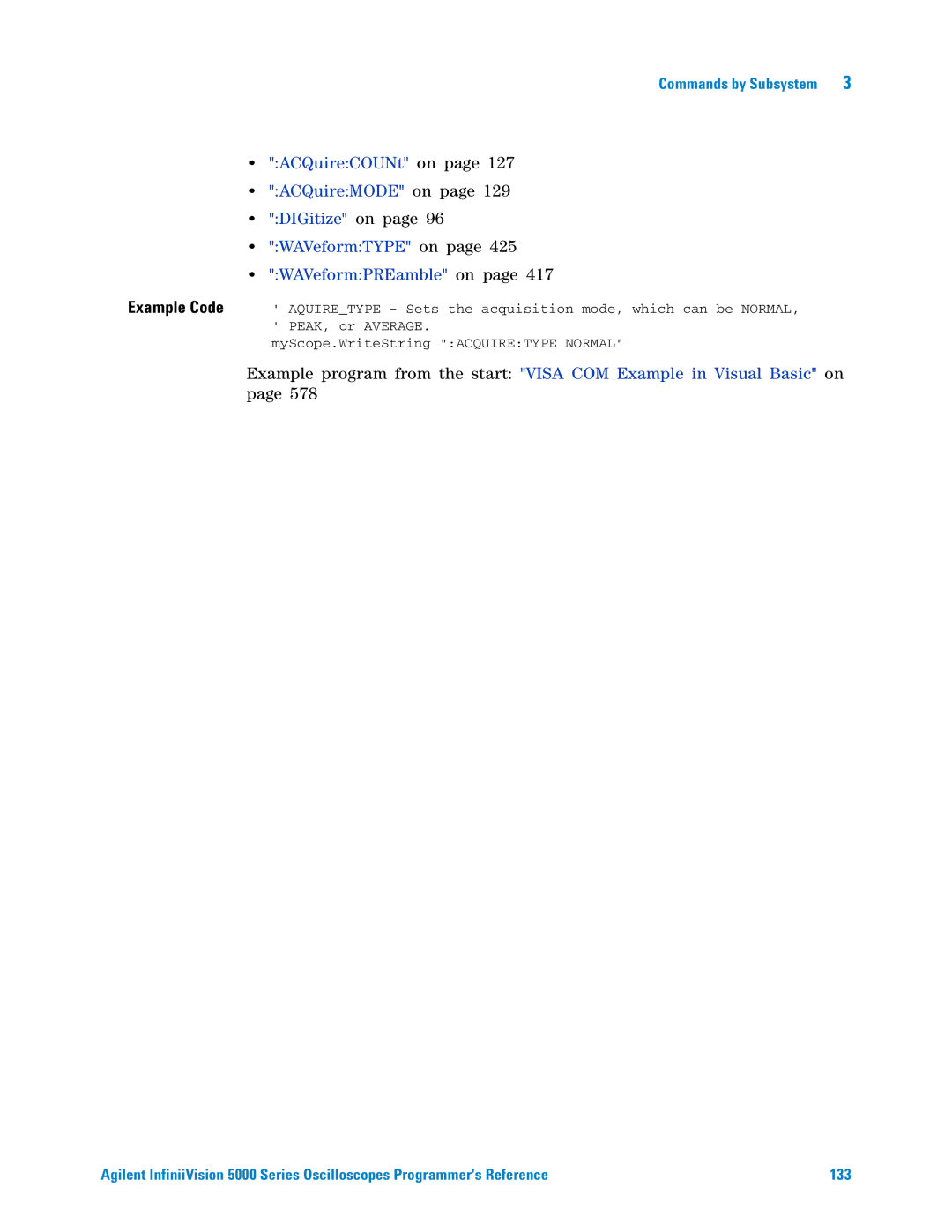 Agilent Technologies 5000 Series manual Commands by Subsystem 