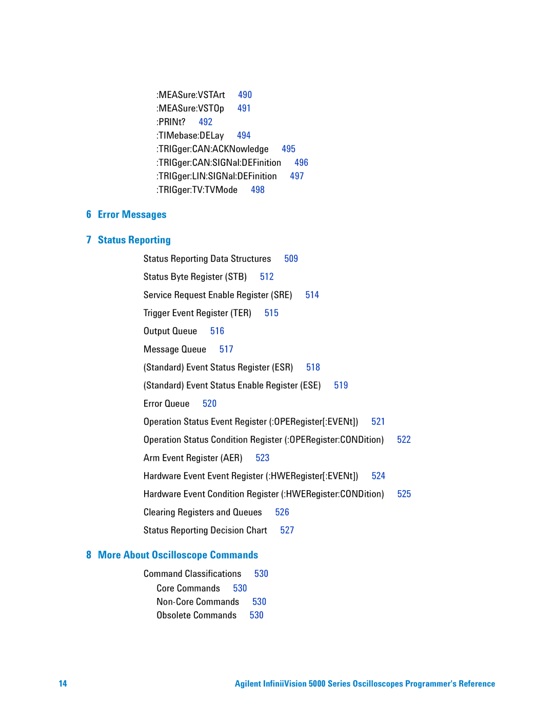 Agilent Technologies 5000 Series manual Error Messages Status Reporting 