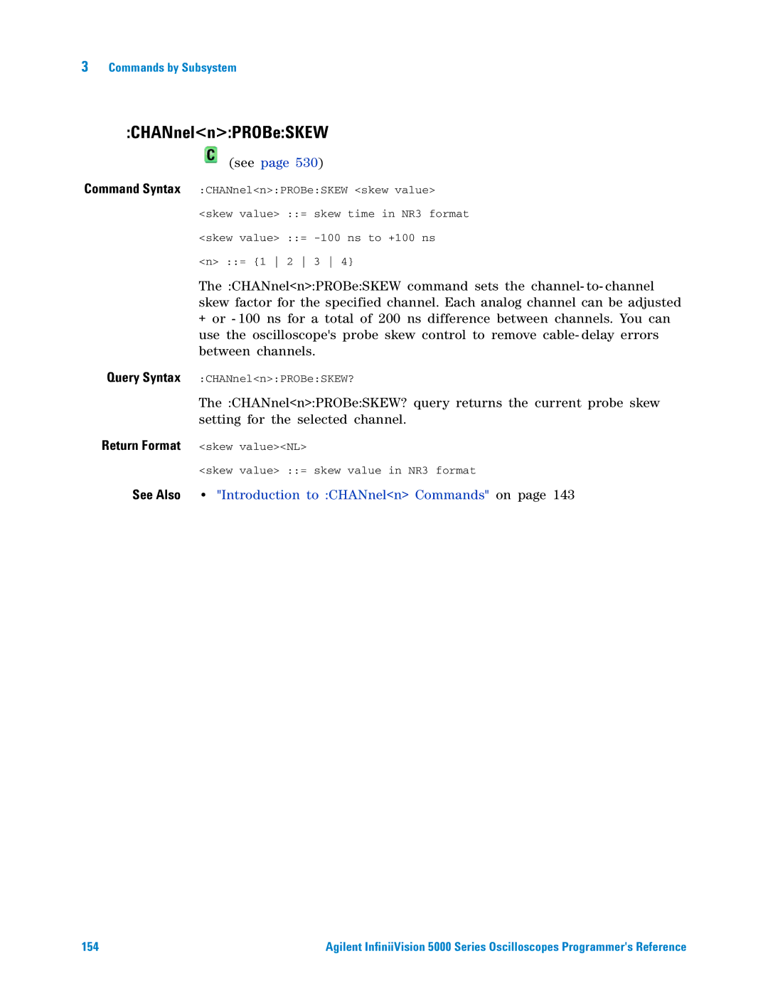 Agilent Technologies 5000 Series manual CHANnelnPROBeSKEW 