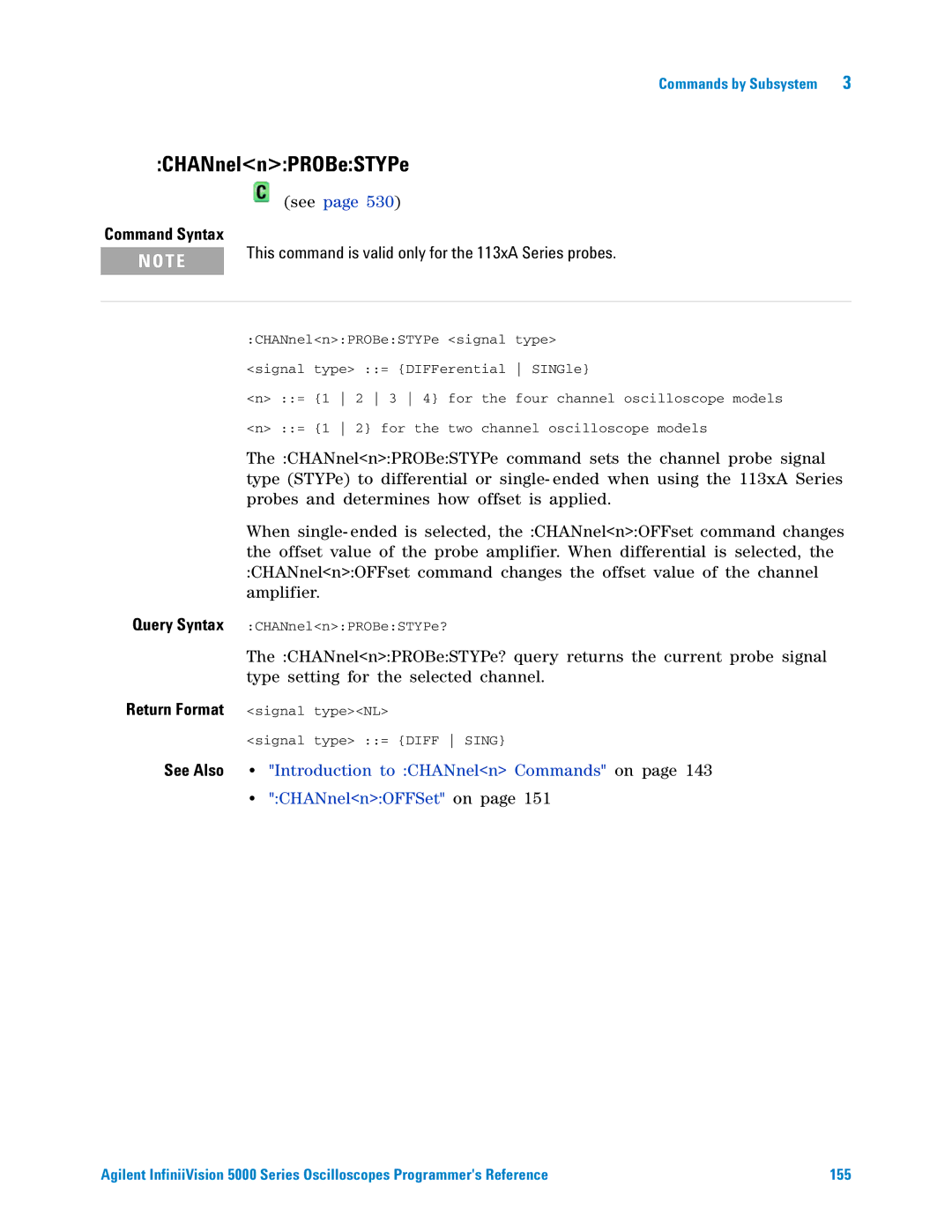 Agilent Technologies 5000 Series manual CHANnelnPROBeSTYPe, Command Syntax 