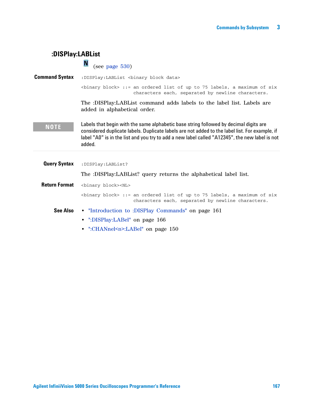 Agilent Technologies 5000 Series manual DISPlayLABList, Added 