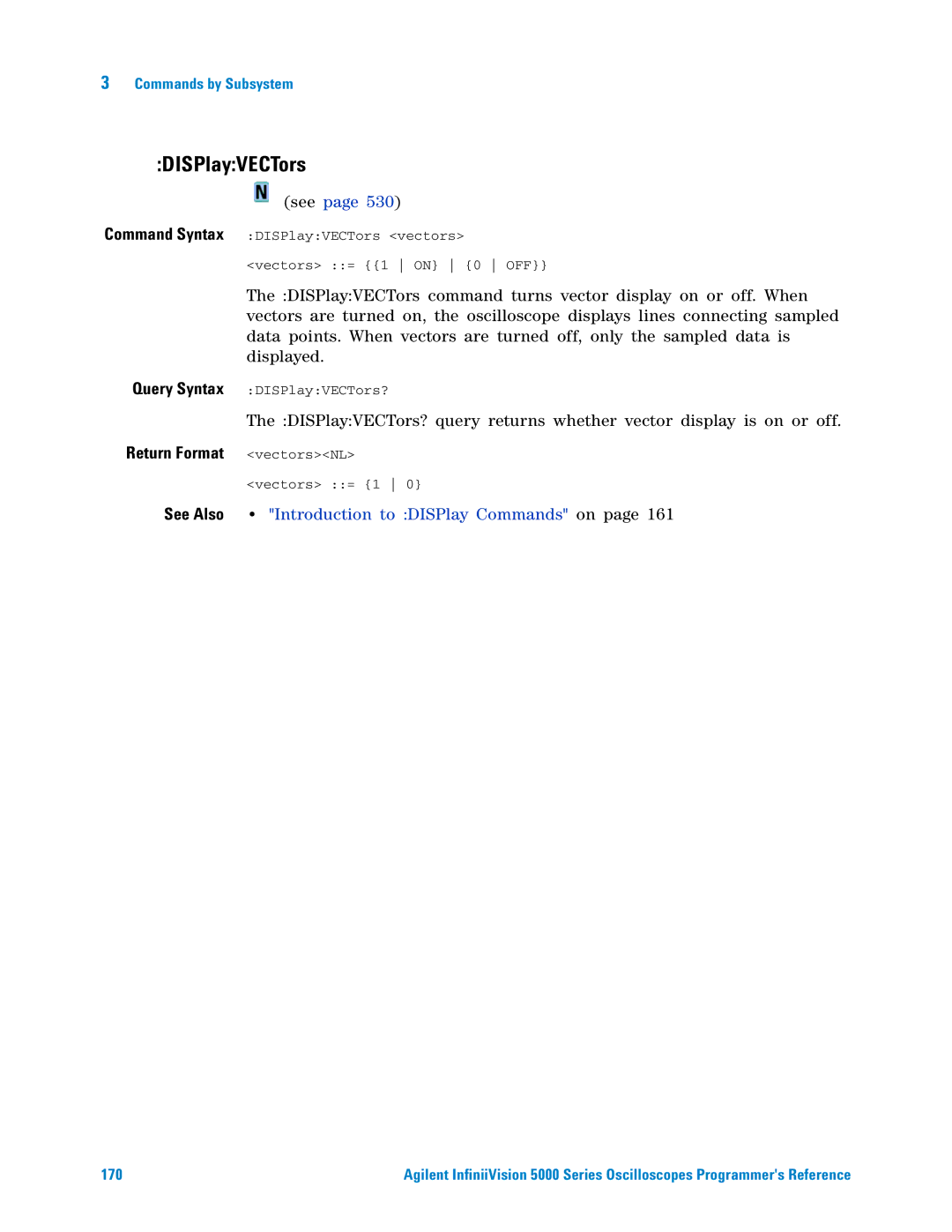 Agilent Technologies 5000 Series manual DISPlayVECTors 