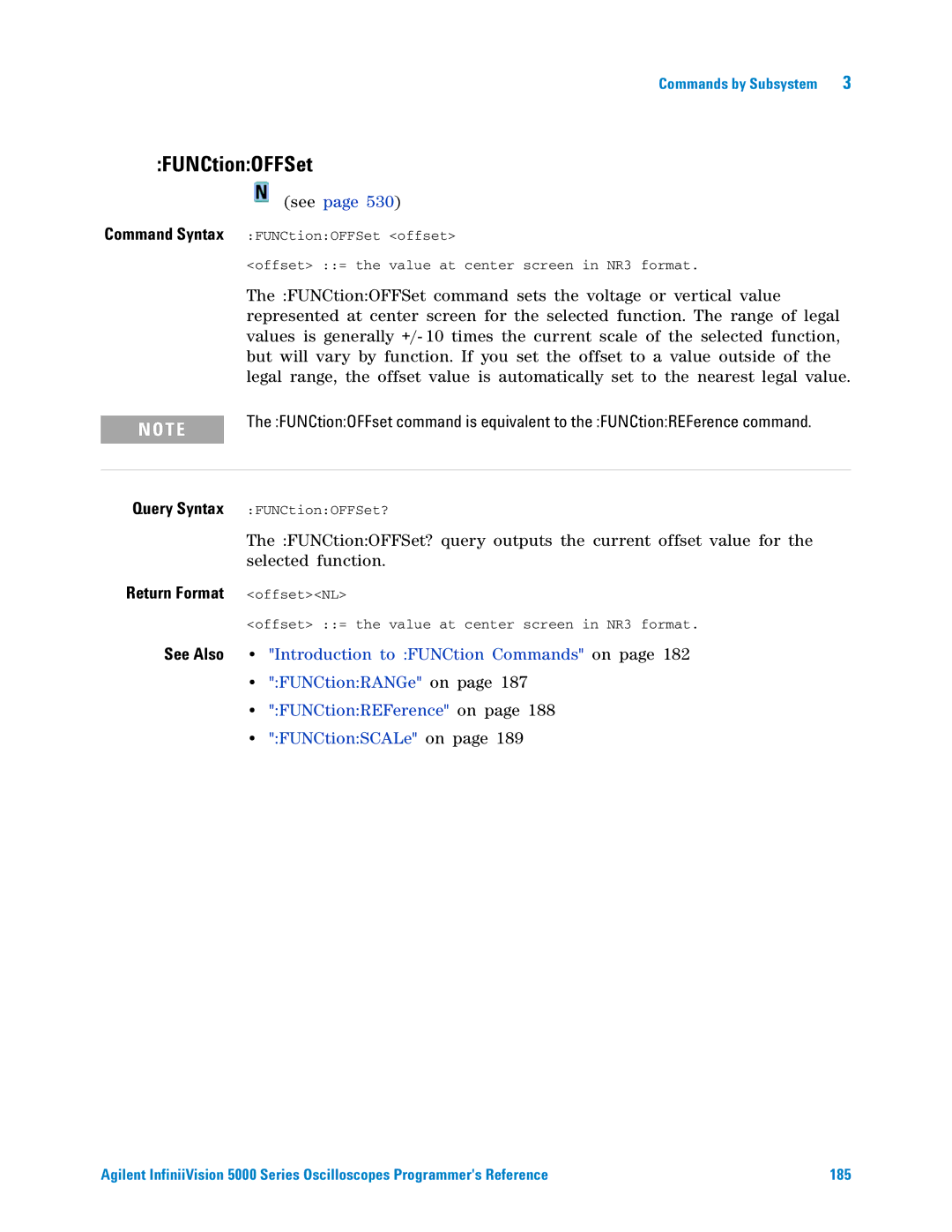 Agilent Technologies 5000 Series manual FUNCtionOFFSet, Return Format offsetNL 