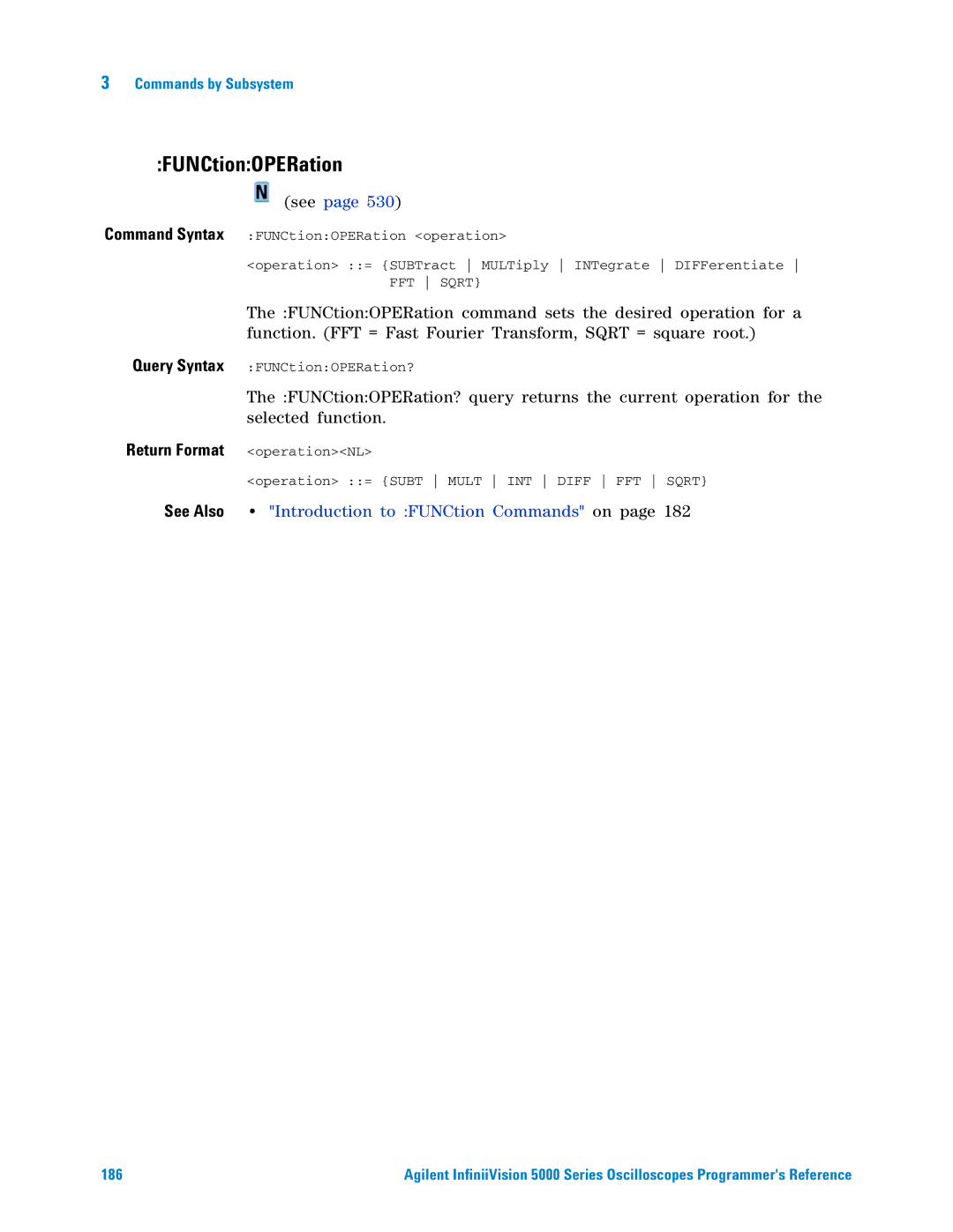 Agilent Technologies 5000 Series manual FUNCtionOPERation, See Also Introduction to FUNCtion Commands on 