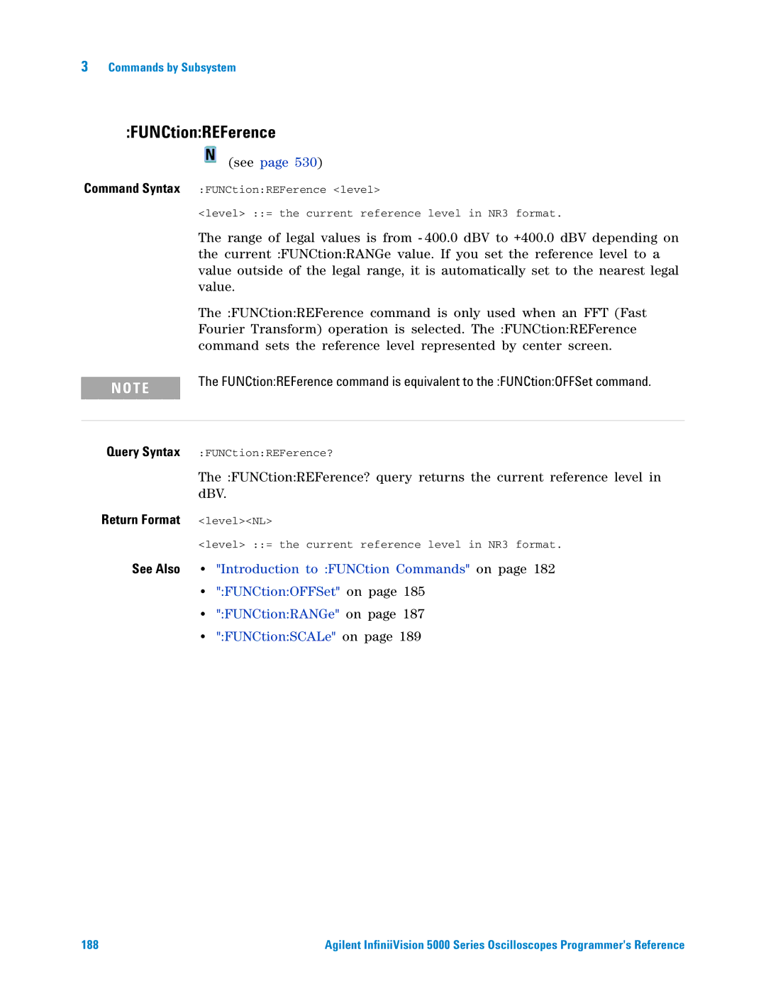 Agilent Technologies 5000 Series manual FUNCtionREFerence, Return Format levelNL 