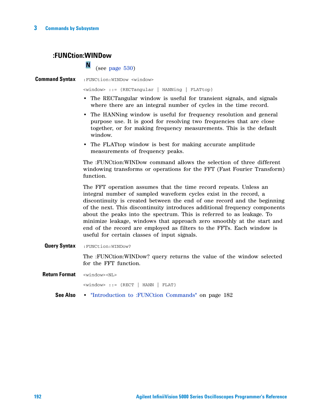 Agilent Technologies 5000 Series manual FUNCtionWINDow 