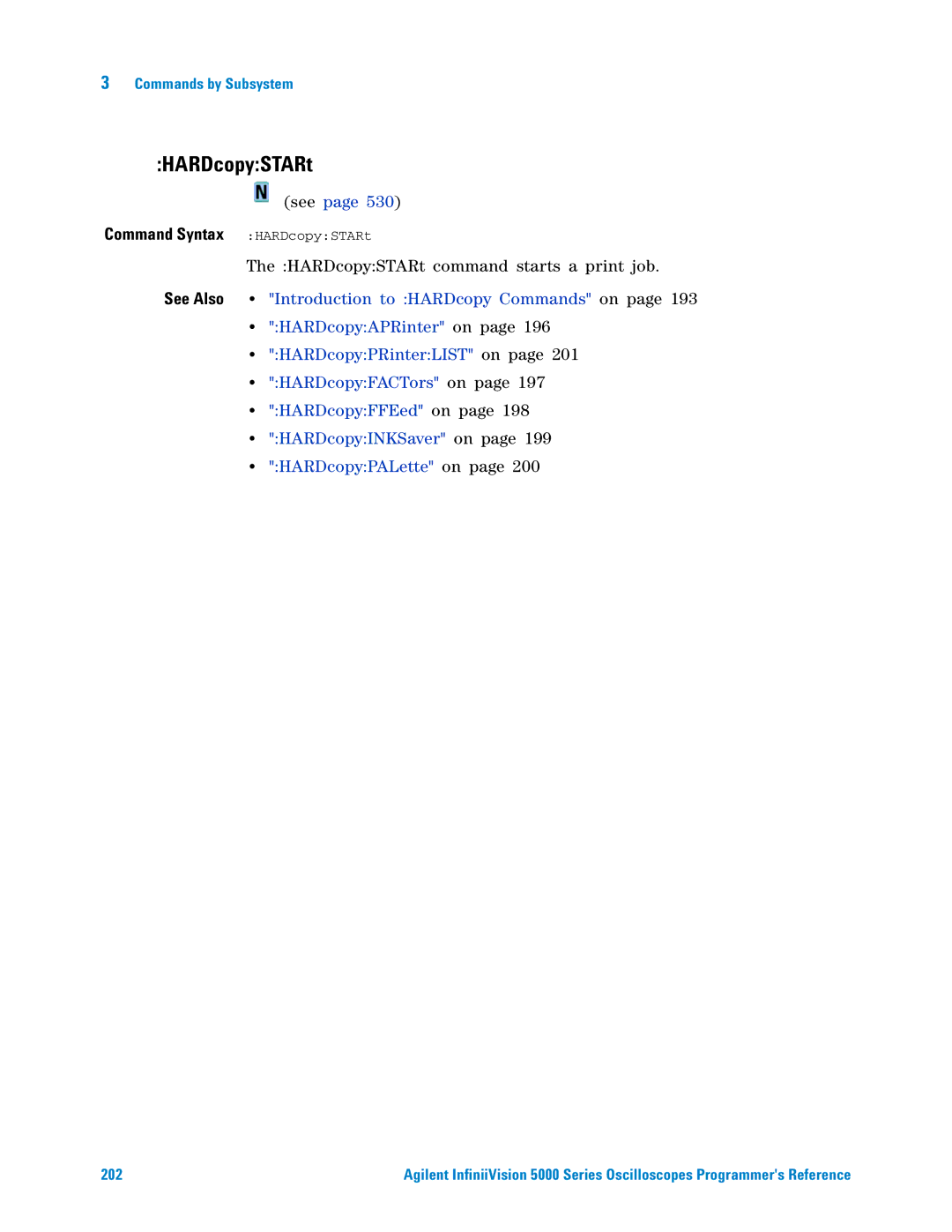 Agilent Technologies 5000 Series manual Command Syntax HARDcopySTARt 