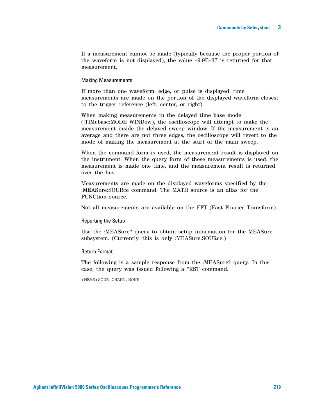 Agilent Technologies 5000 Series manual Making Measurements, Reporting the Setup 