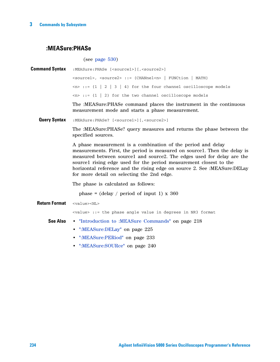 Agilent Technologies 5000 Series manual MEASurePHASe, See Also 