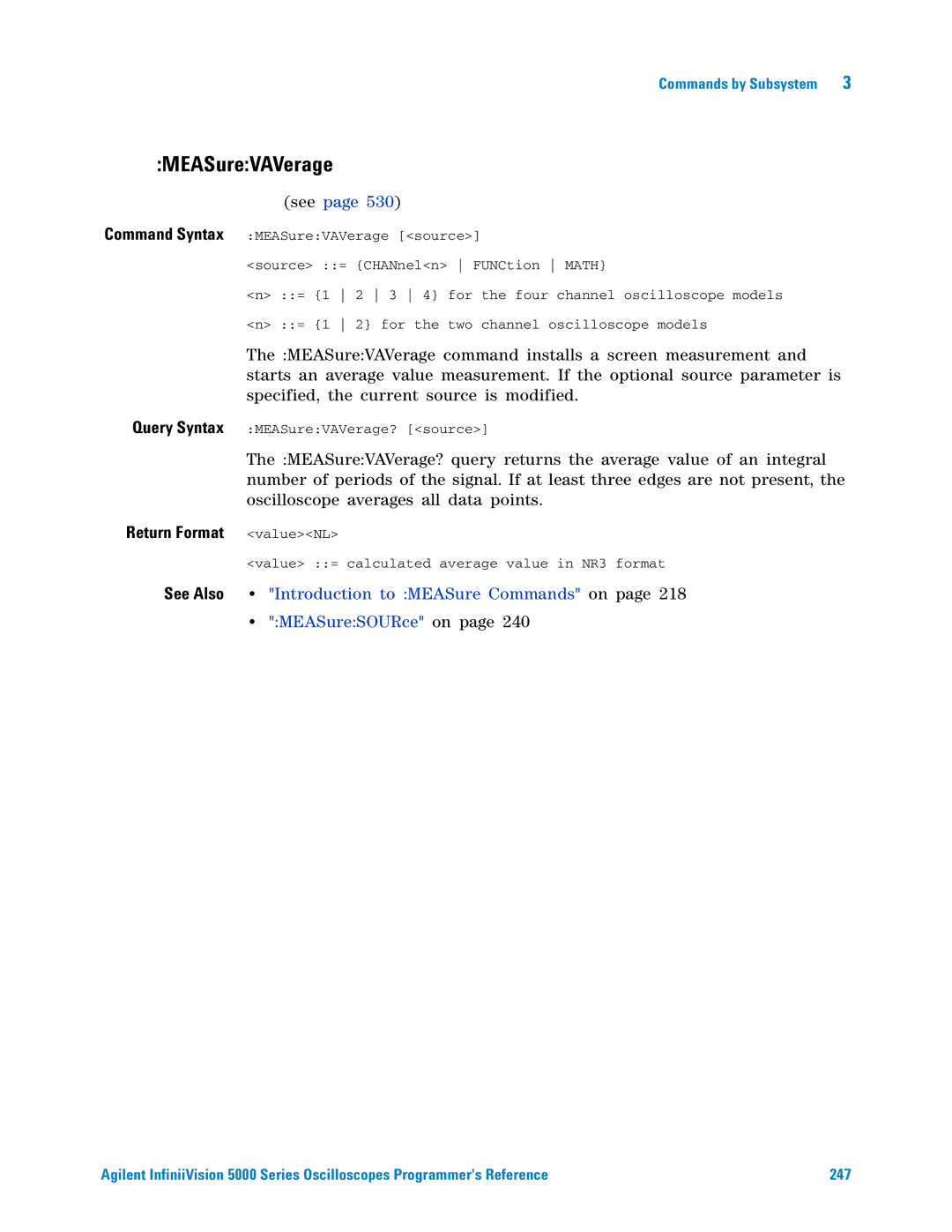 Agilent Technologies 5000 Series manual MEASureVAVerage 