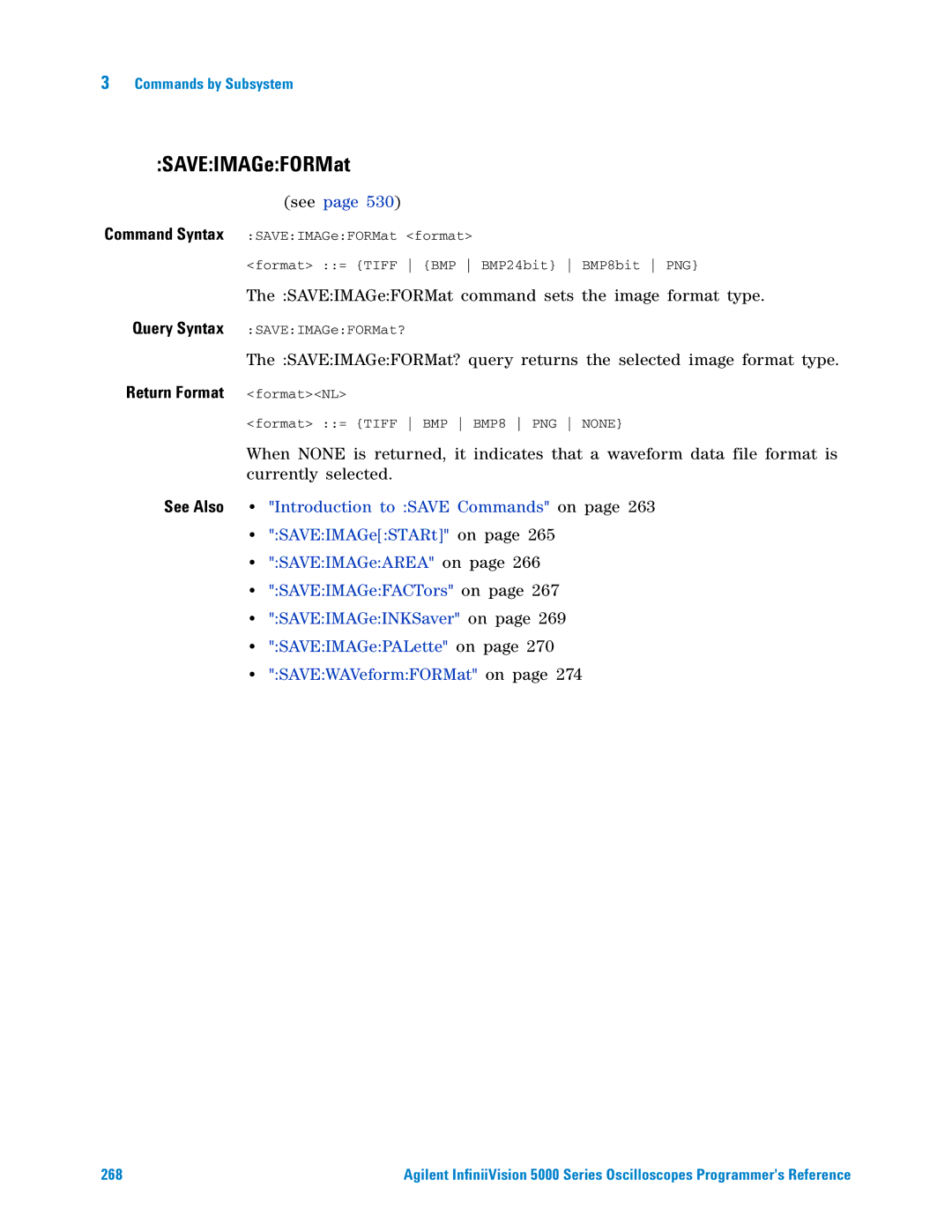 Agilent Technologies 5000 Series manual SAVEIMAGeFORMat, SAVEWAVeformFORMat on 