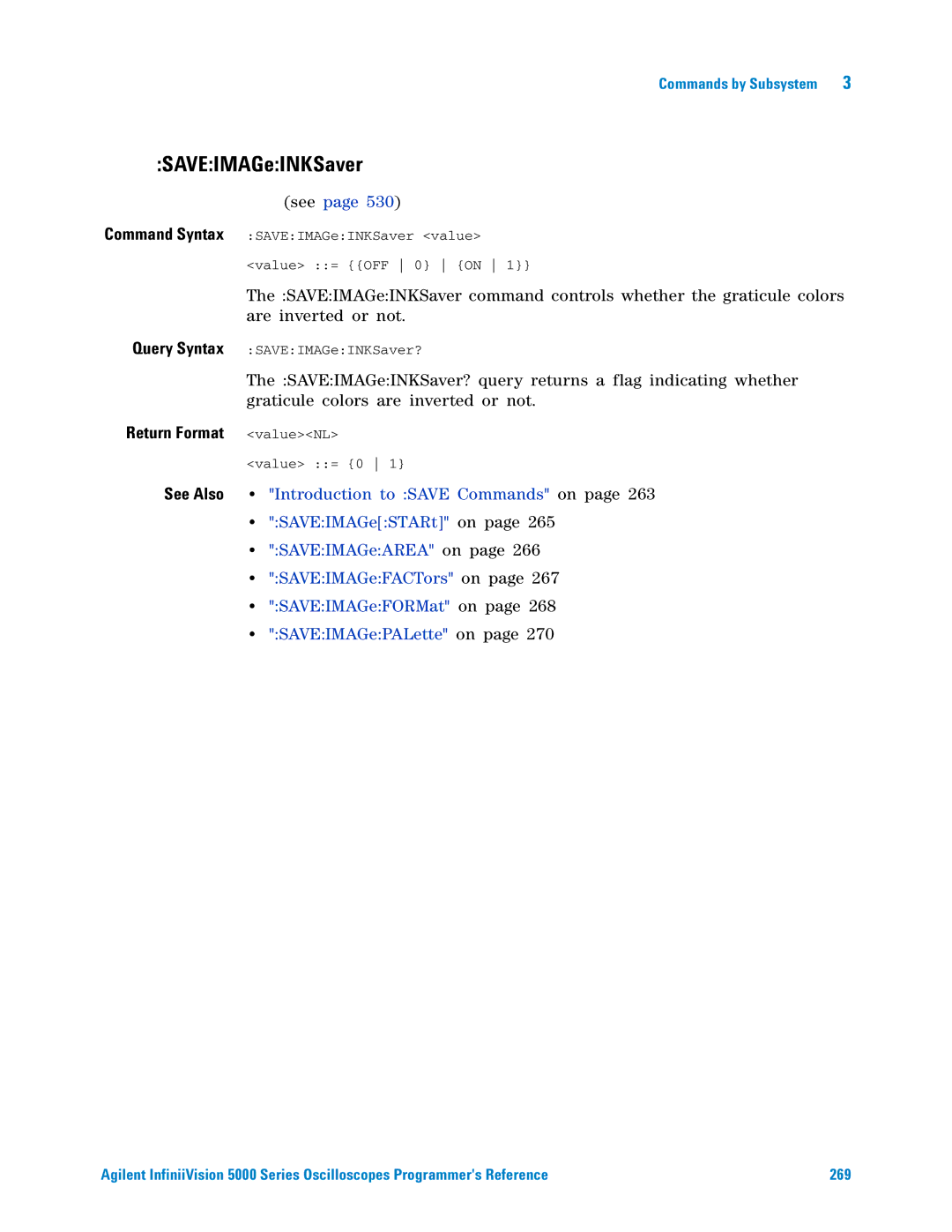 Agilent Technologies 5000 Series manual SAVEIMAGeINKSaver, Return Format valueNL 