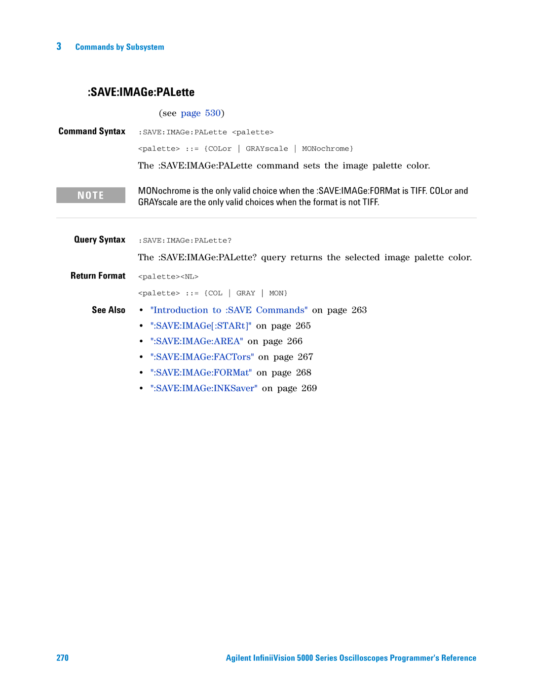 Agilent Technologies 5000 Series manual SAVEIMAGePALette 