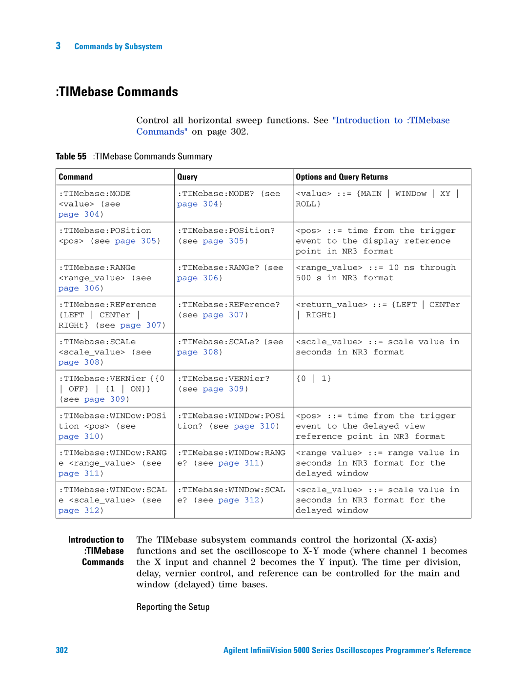 Agilent Technologies 5000 Series manual TIMebase Commands Summary 