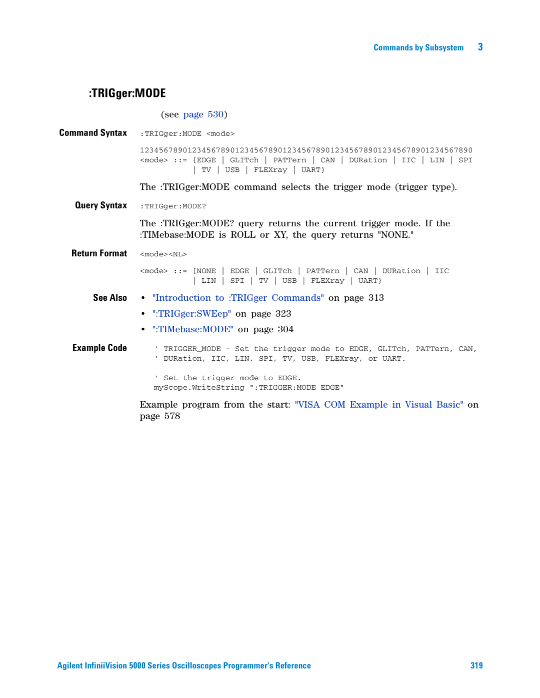 Agilent Technologies 5000 Series manual TRIGgerMODE, Return Format modeNL 