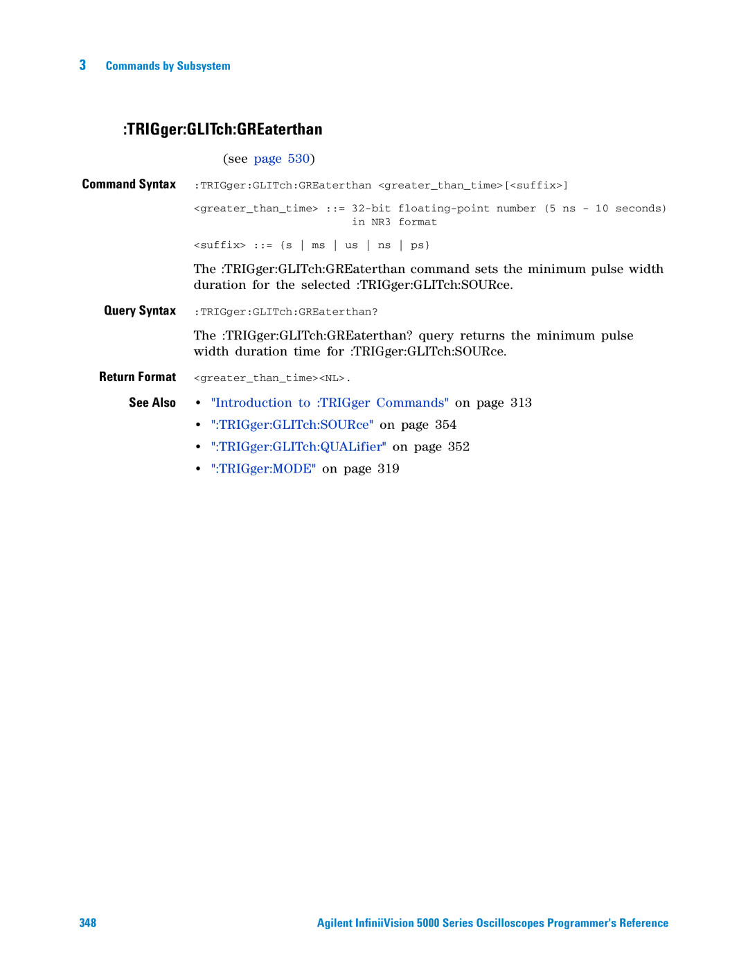 Agilent Technologies 5000 Series manual TRIGgerGLITchGREaterthan 