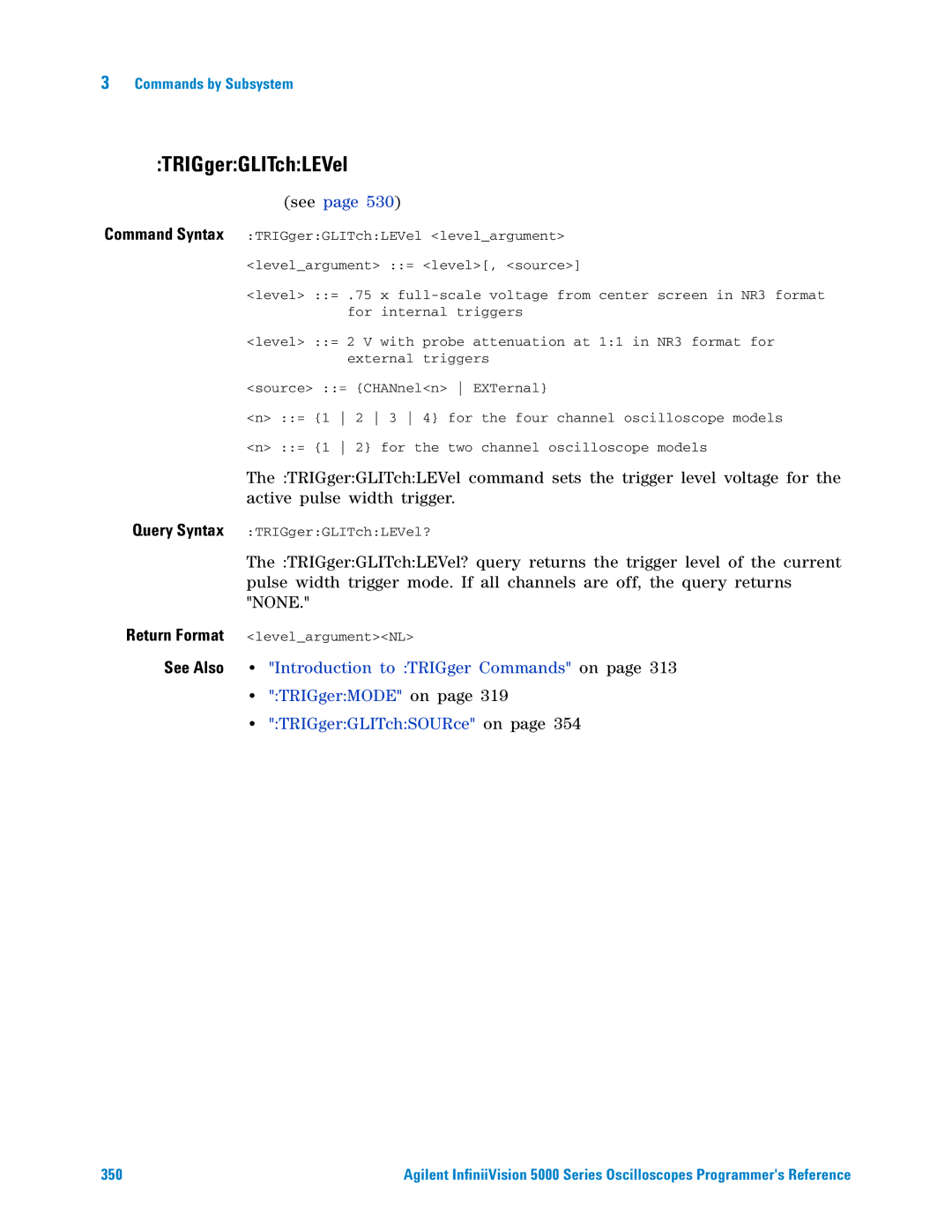 Agilent Technologies 5000 Series manual TRIGgerGLITchLEVel 