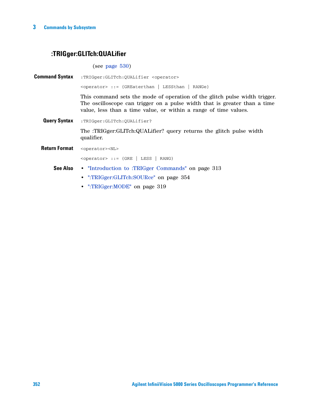 Agilent Technologies 5000 Series manual TRIGgerGLITchQUALifier, Query Syntax 