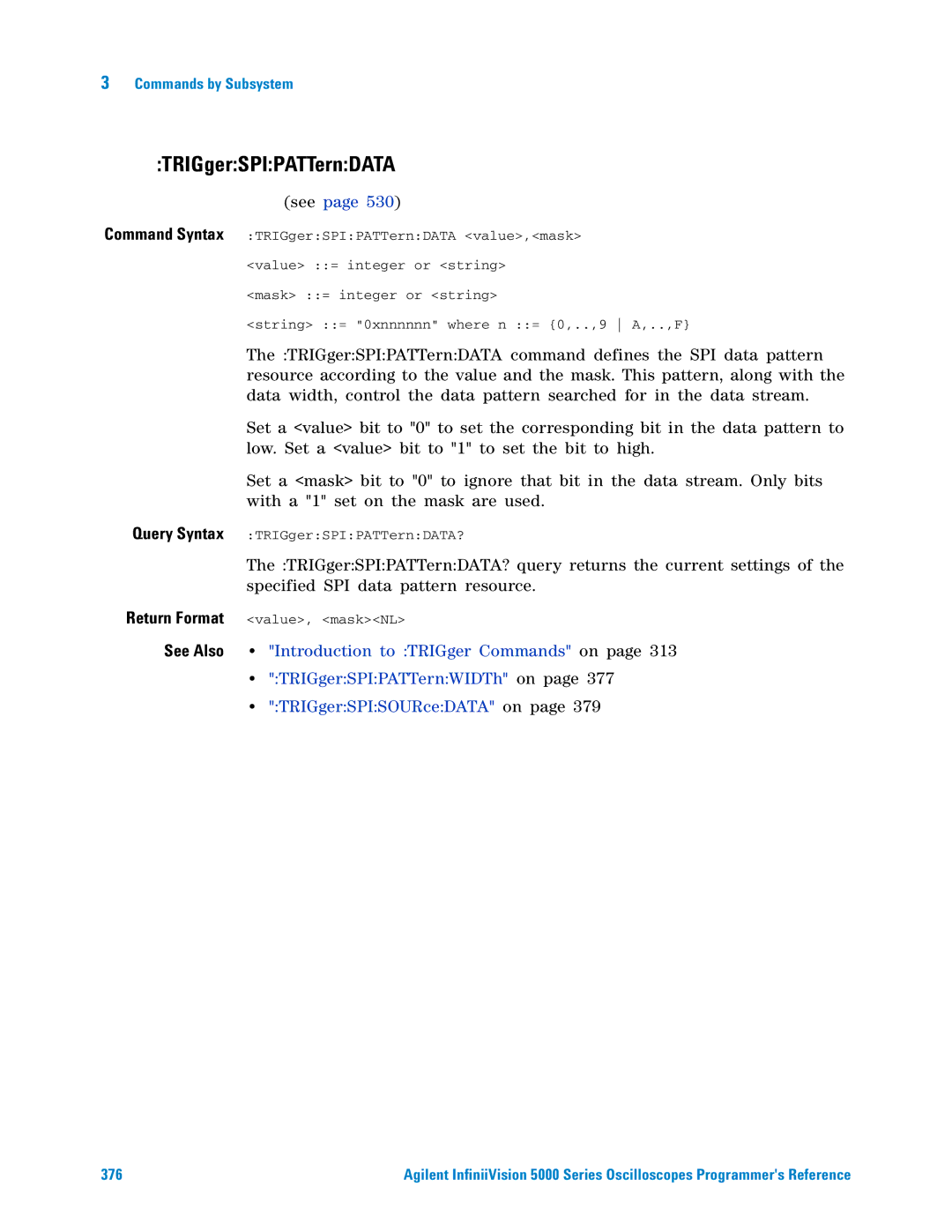 Agilent Technologies 5000 Series manual TRIGgerSPIPATTernDATA 