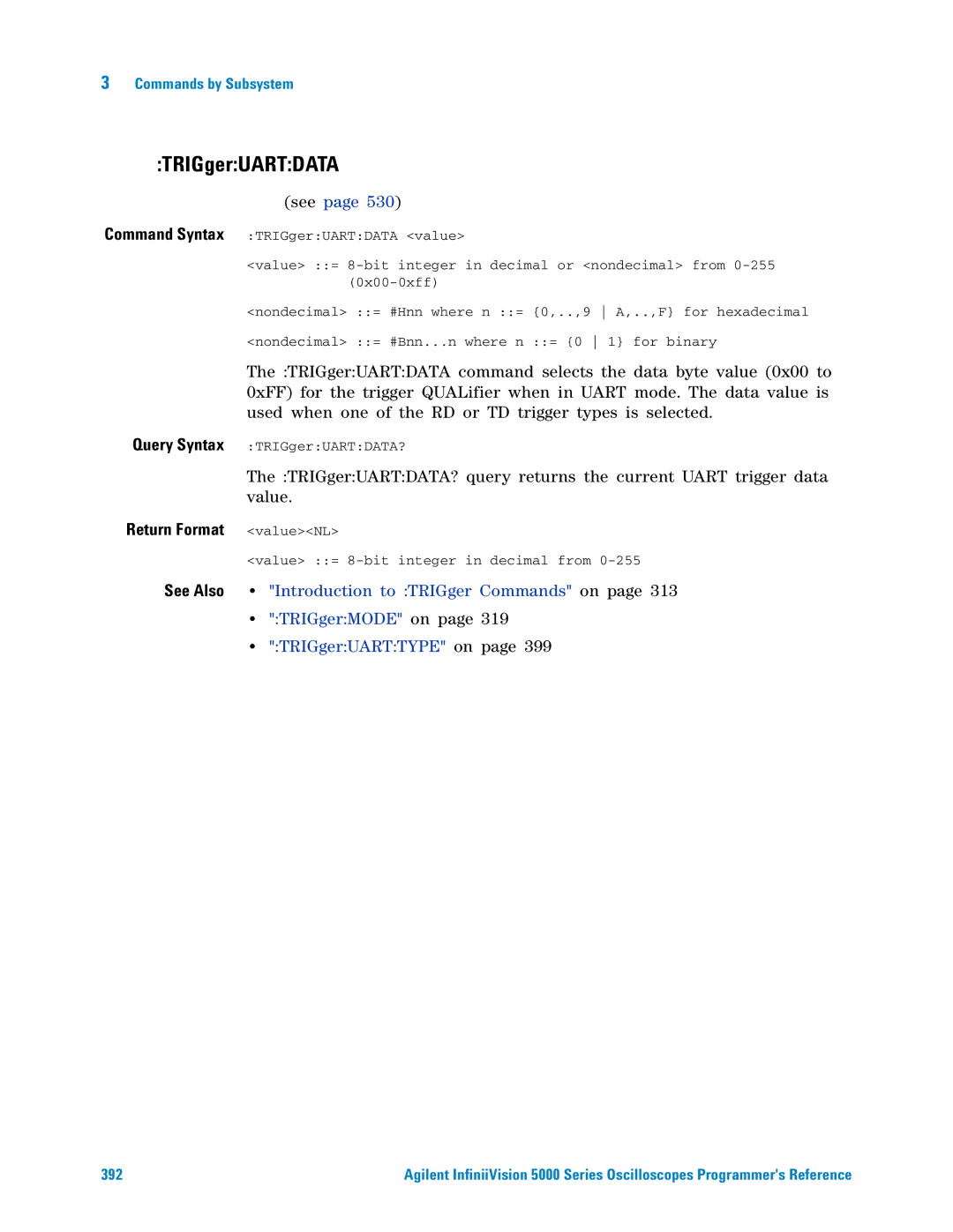 Agilent Technologies 5000 Series manual TRIGgerUARTDATA 