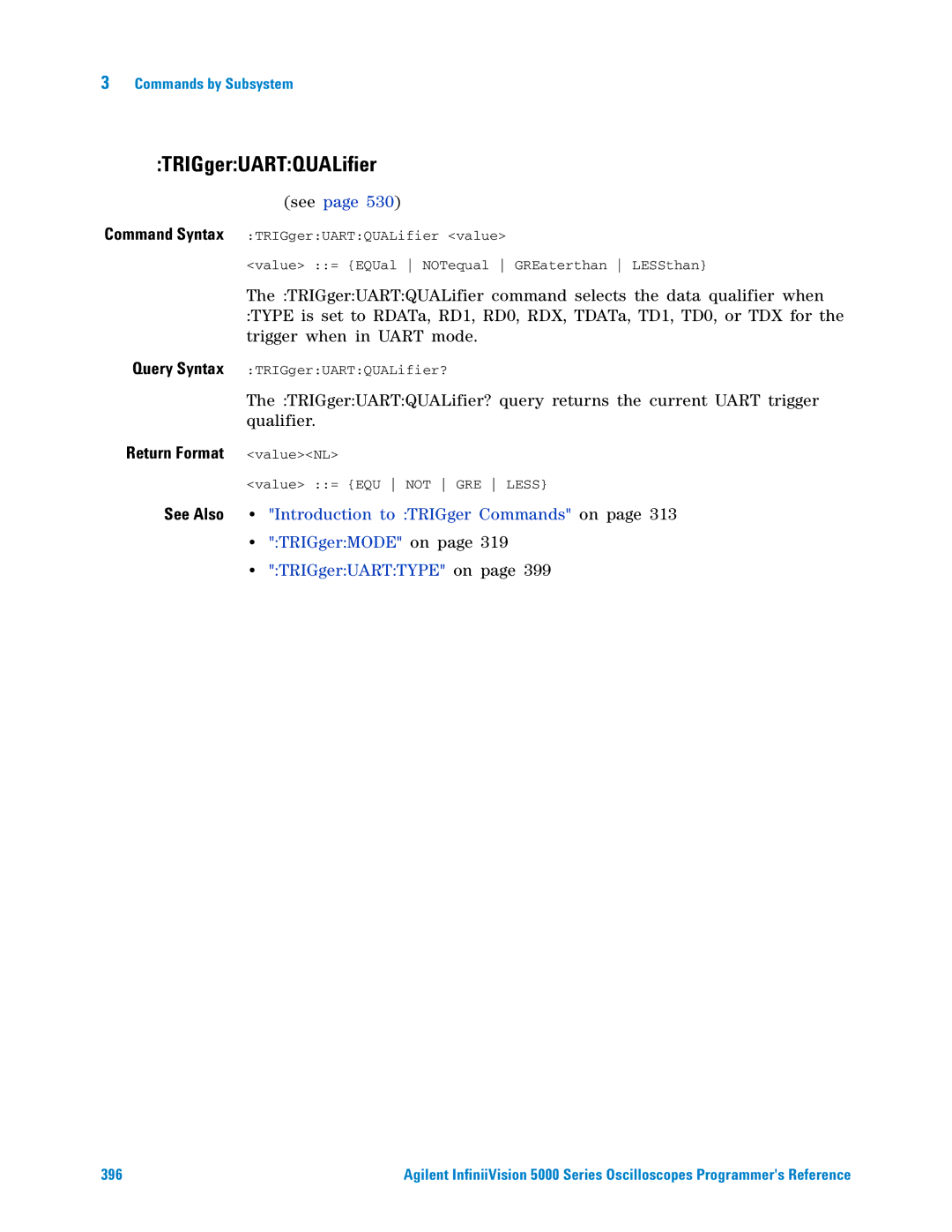 Agilent Technologies 5000 Series manual TRIGgerUARTQUALifier 