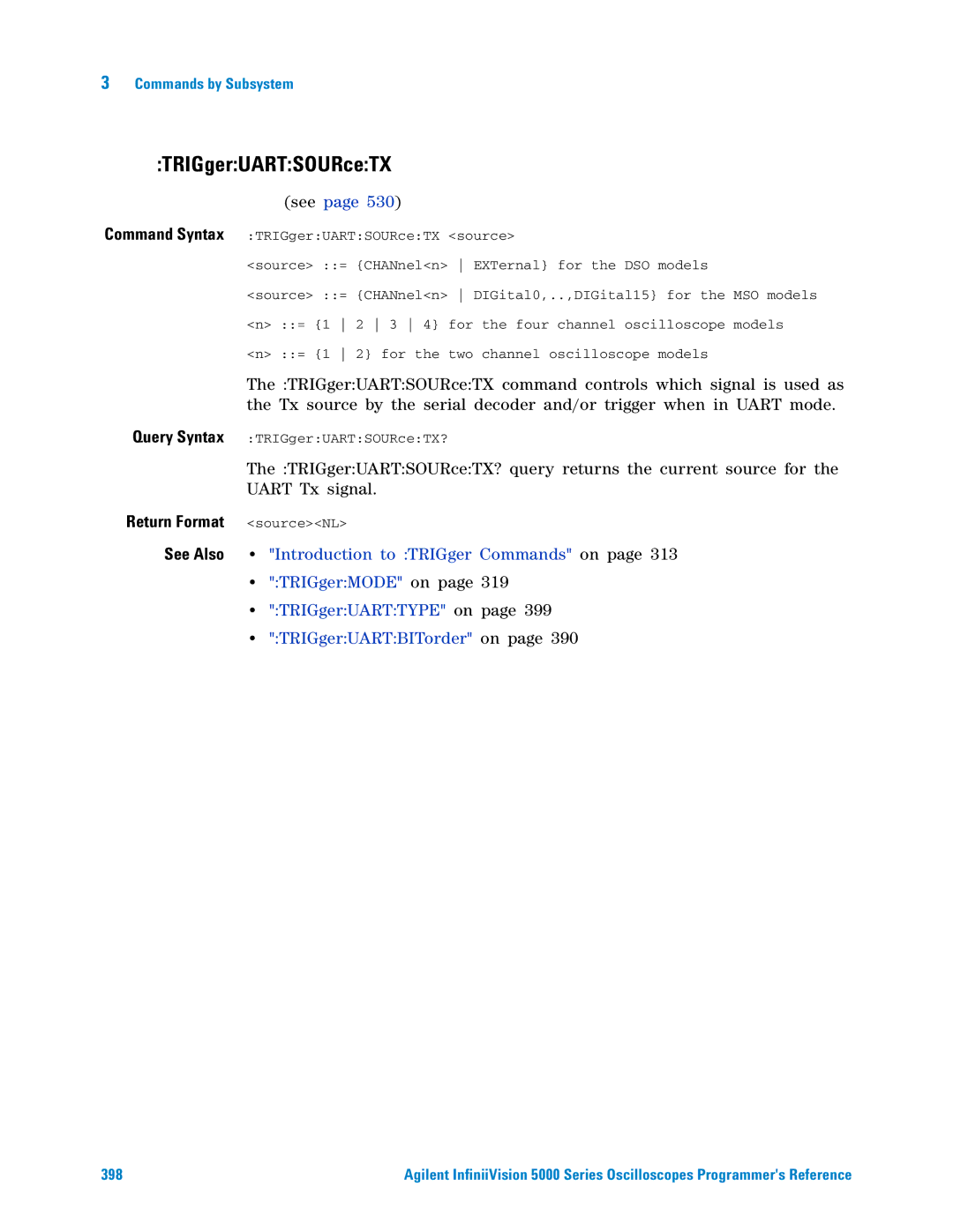 Agilent Technologies 5000 Series manual TRIGgerUARTSOURceTX 