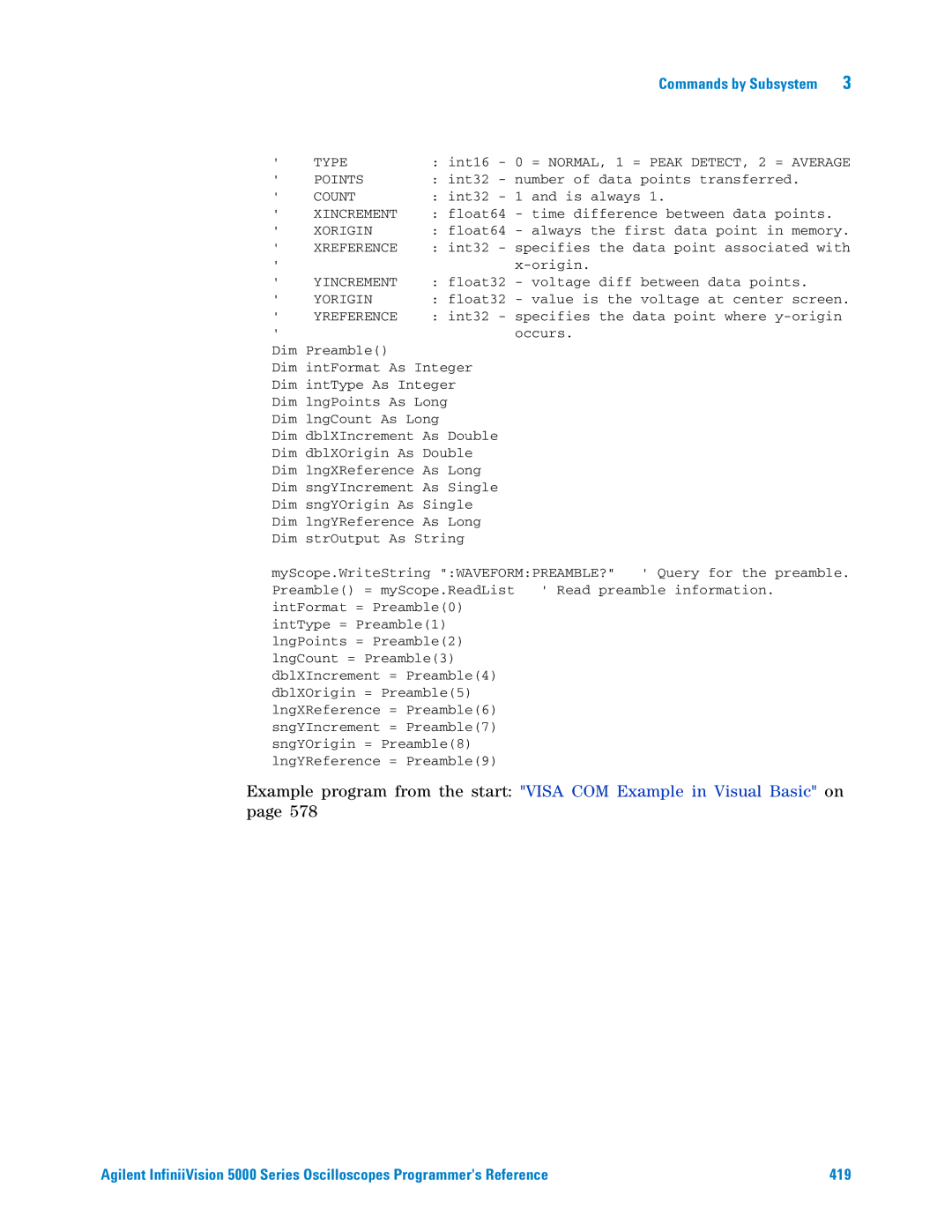 Agilent Technologies 5000 Series manual Type 