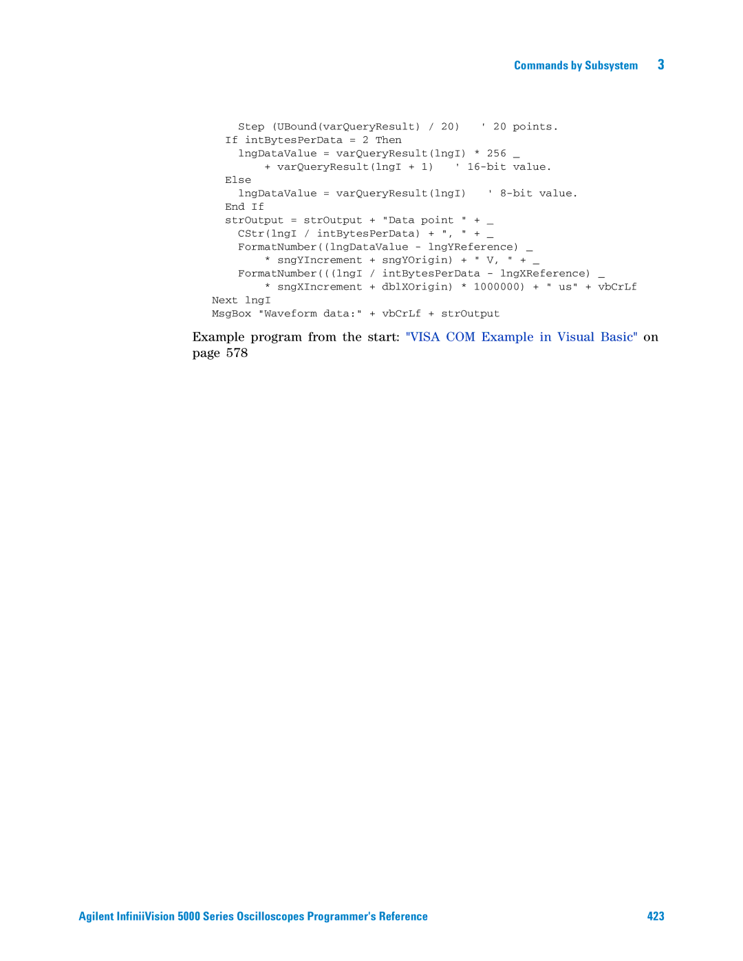 Agilent Technologies 5000 Series manual Commands by Subsystem 