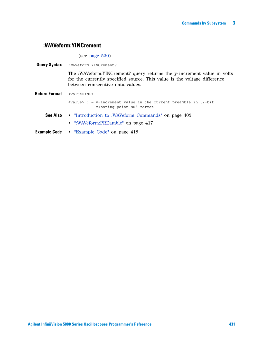 Agilent Technologies 5000 Series manual WAVeformYINCrement 