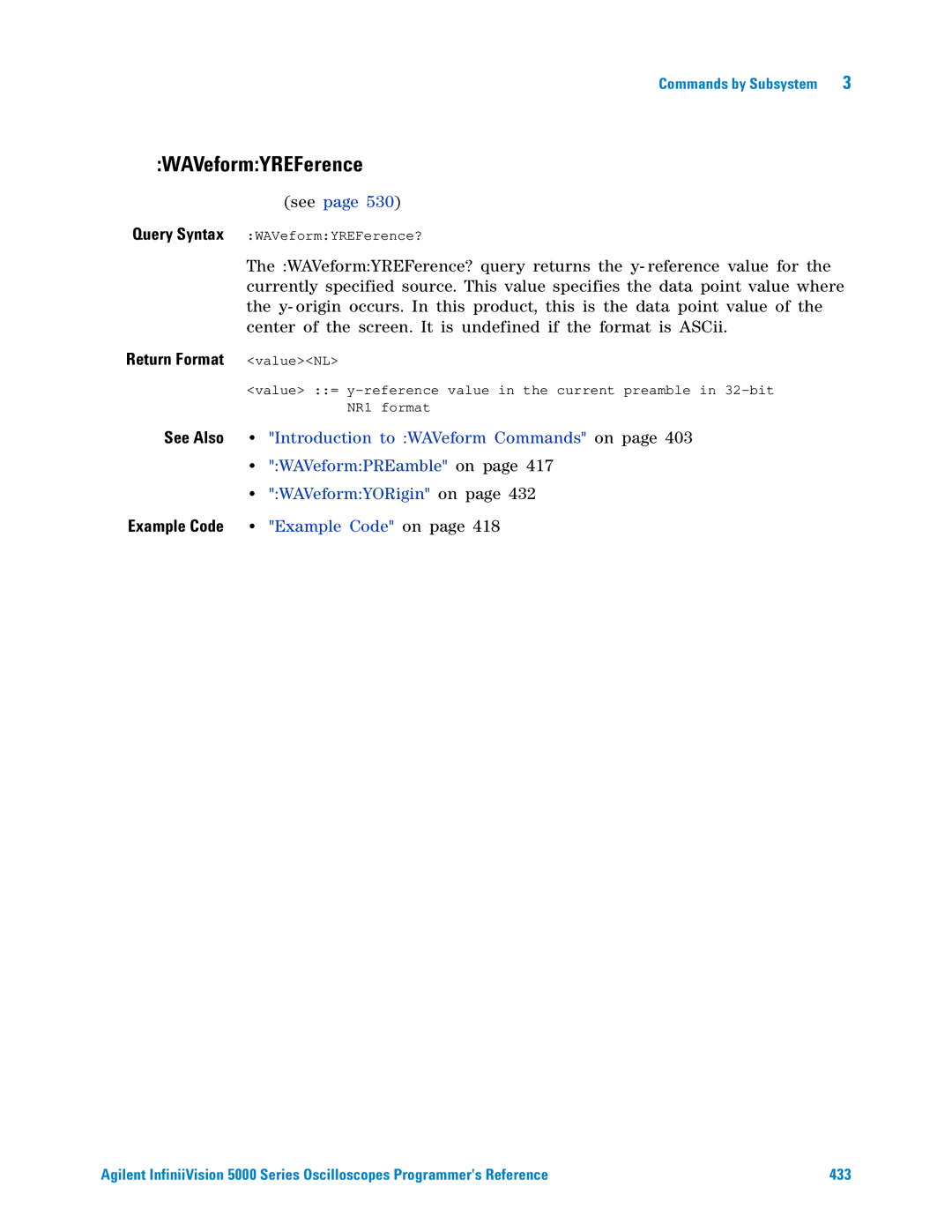 Agilent Technologies 5000 Series manual WAVeformYREFerence 